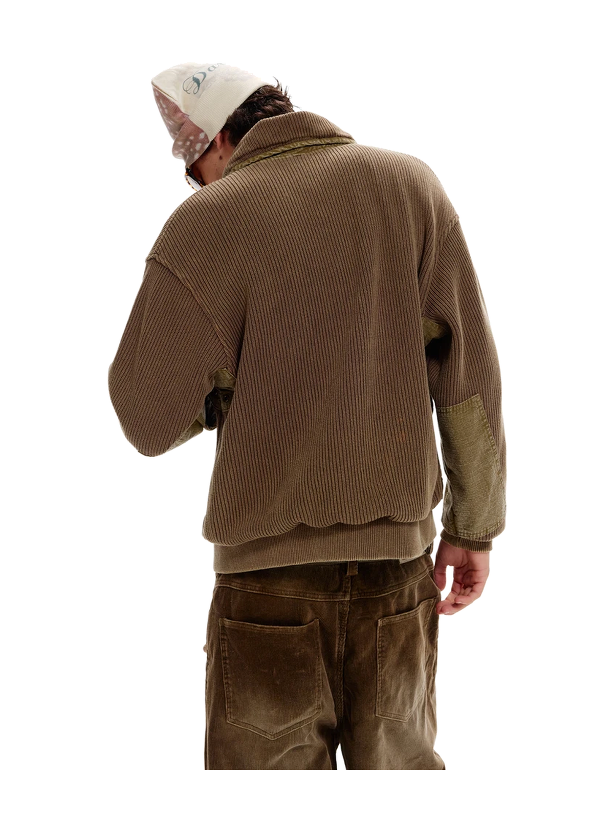 Plaid-Panel Knit-Collar Cardigan Jacket product image 5