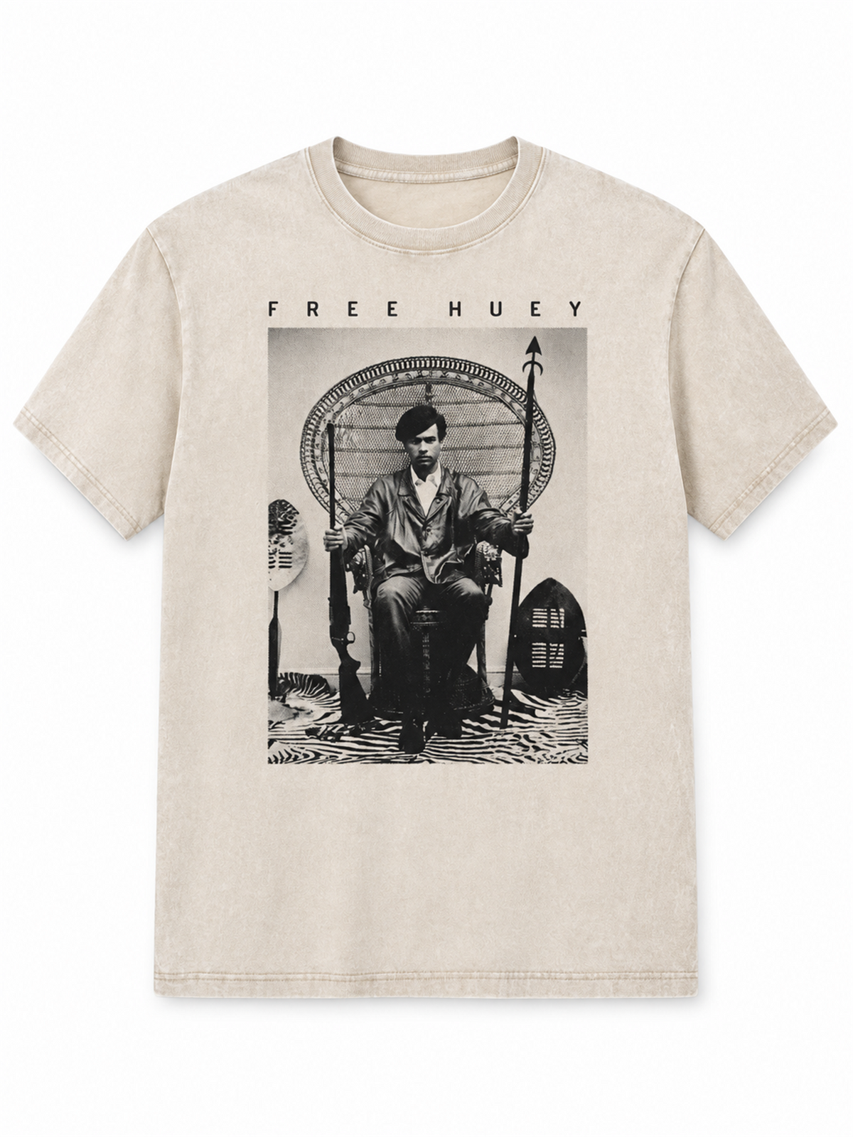 Ace Jolun. Free Huey Heritage Washed Tee - Washed Cream