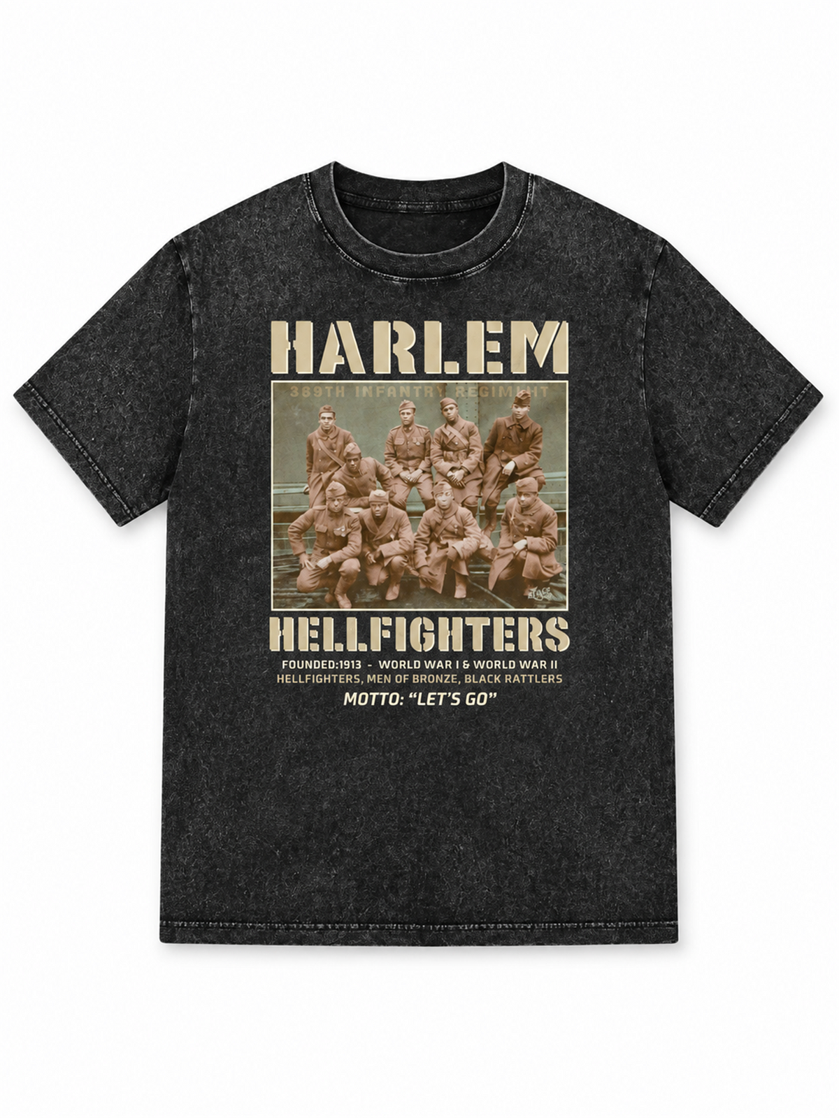 Ace Jolun. Harlem Hellfighters Heritage Washed Tee - Washed Black