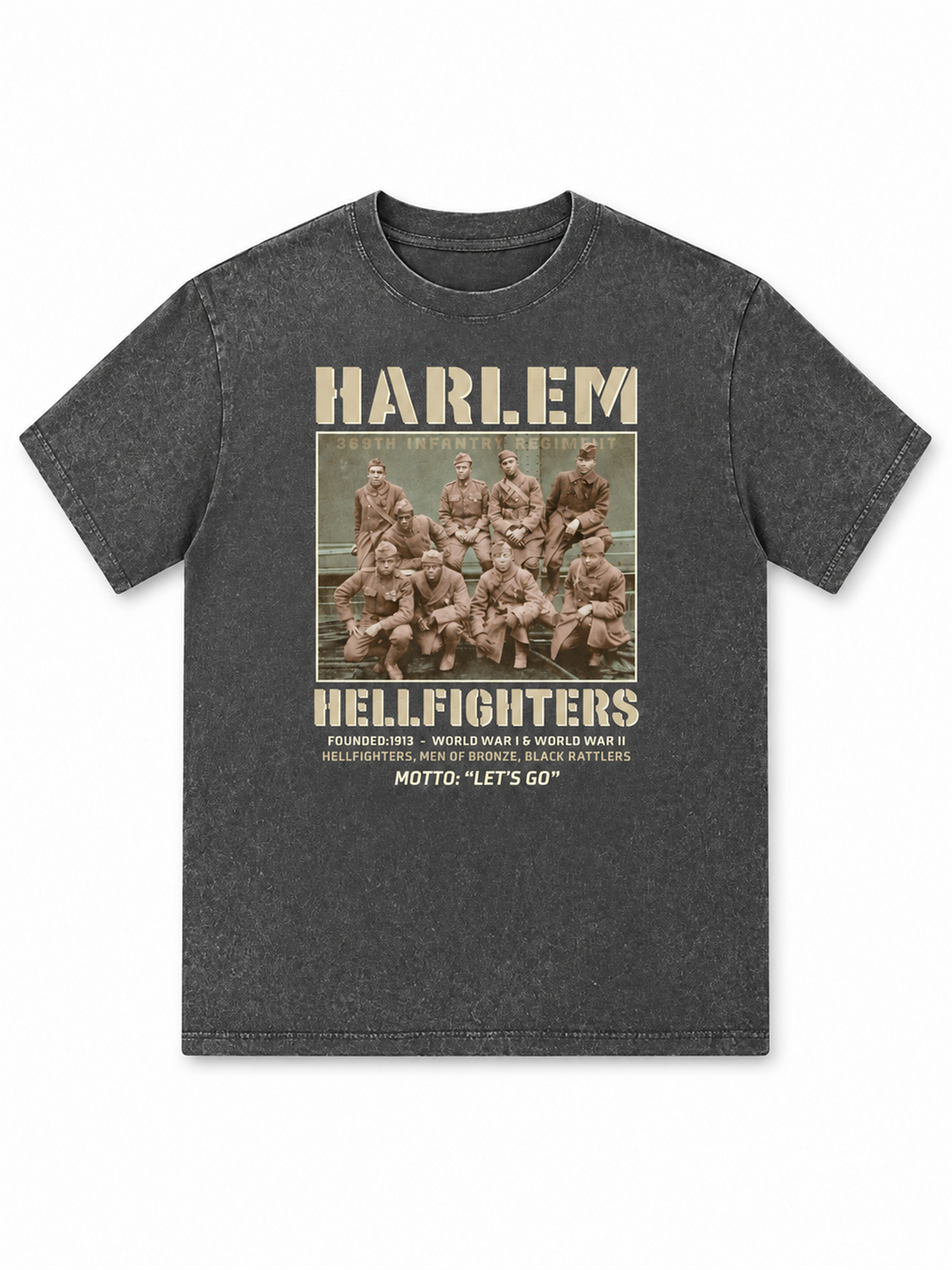 Ace Jolun. Harlem Hellfighters Heritage Washed Tee - Washed Charcoal