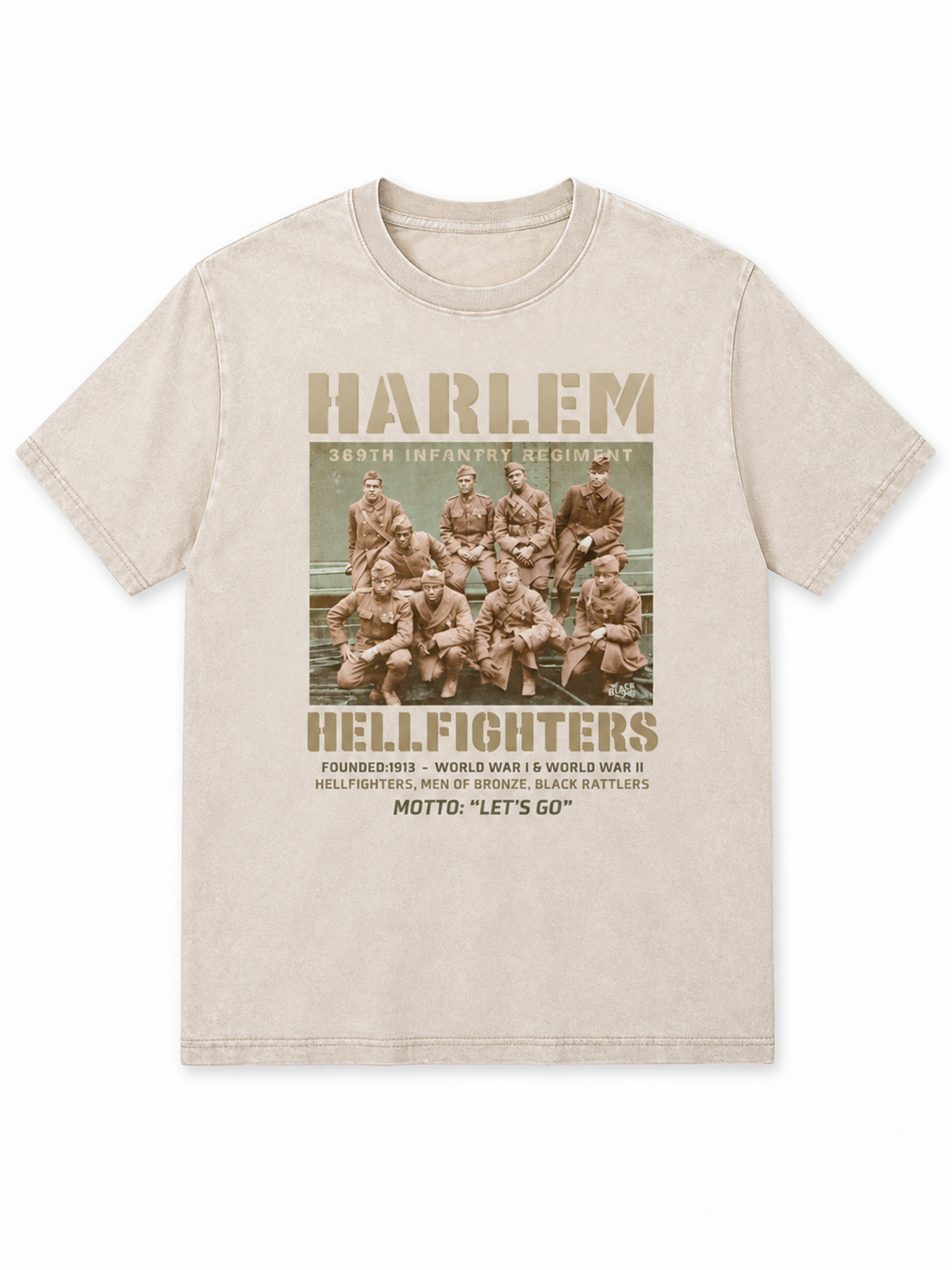 Ace Jolun. Harlem Hellfighters Heritage Washed Tee - Washed Cream