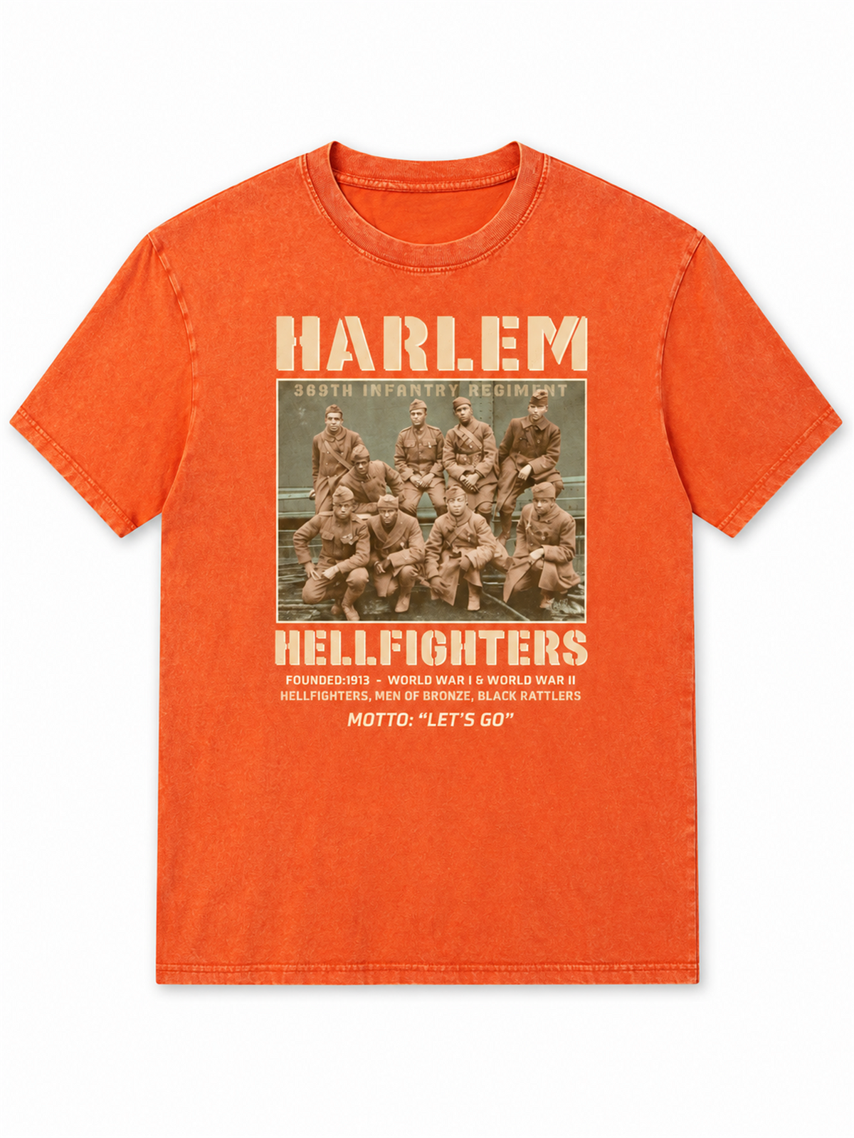 Ace Jolun. Harlem Hellfighters Heritage Washed Tee - Washed Orange
