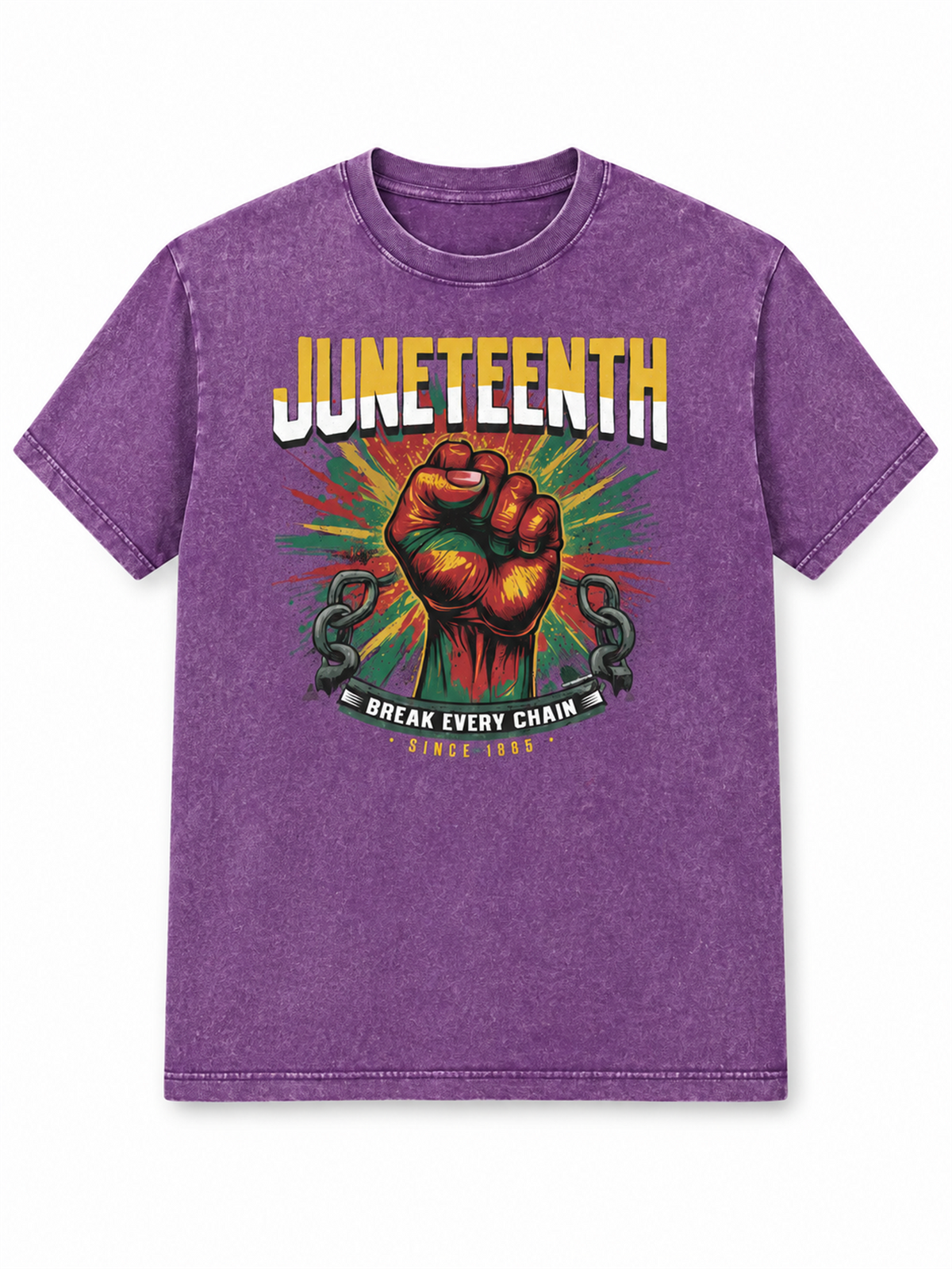 Ace Jolun. Juneteenth Break Every Chain Washed Tee - Washed Purple