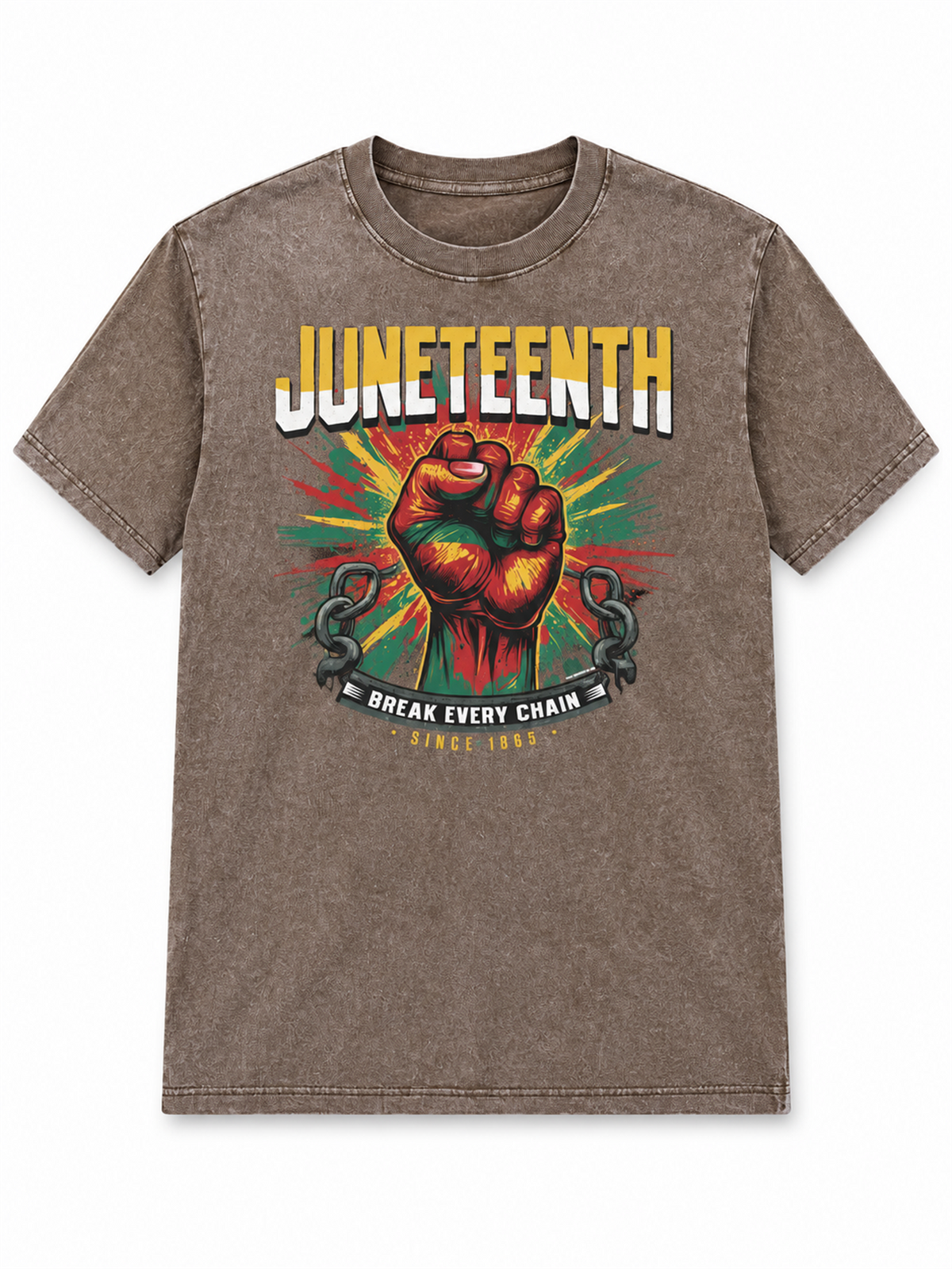 Ace Jolun. Juneteenth Break Every Chain Washed Tee - Washed Taupe