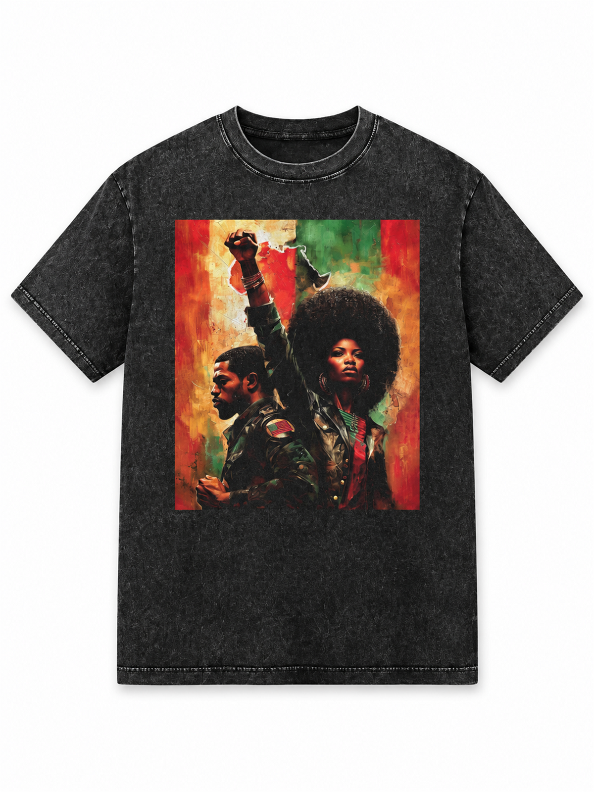 Ace Jolun. Pan-African Power Couple Washed Tee - Washed Black