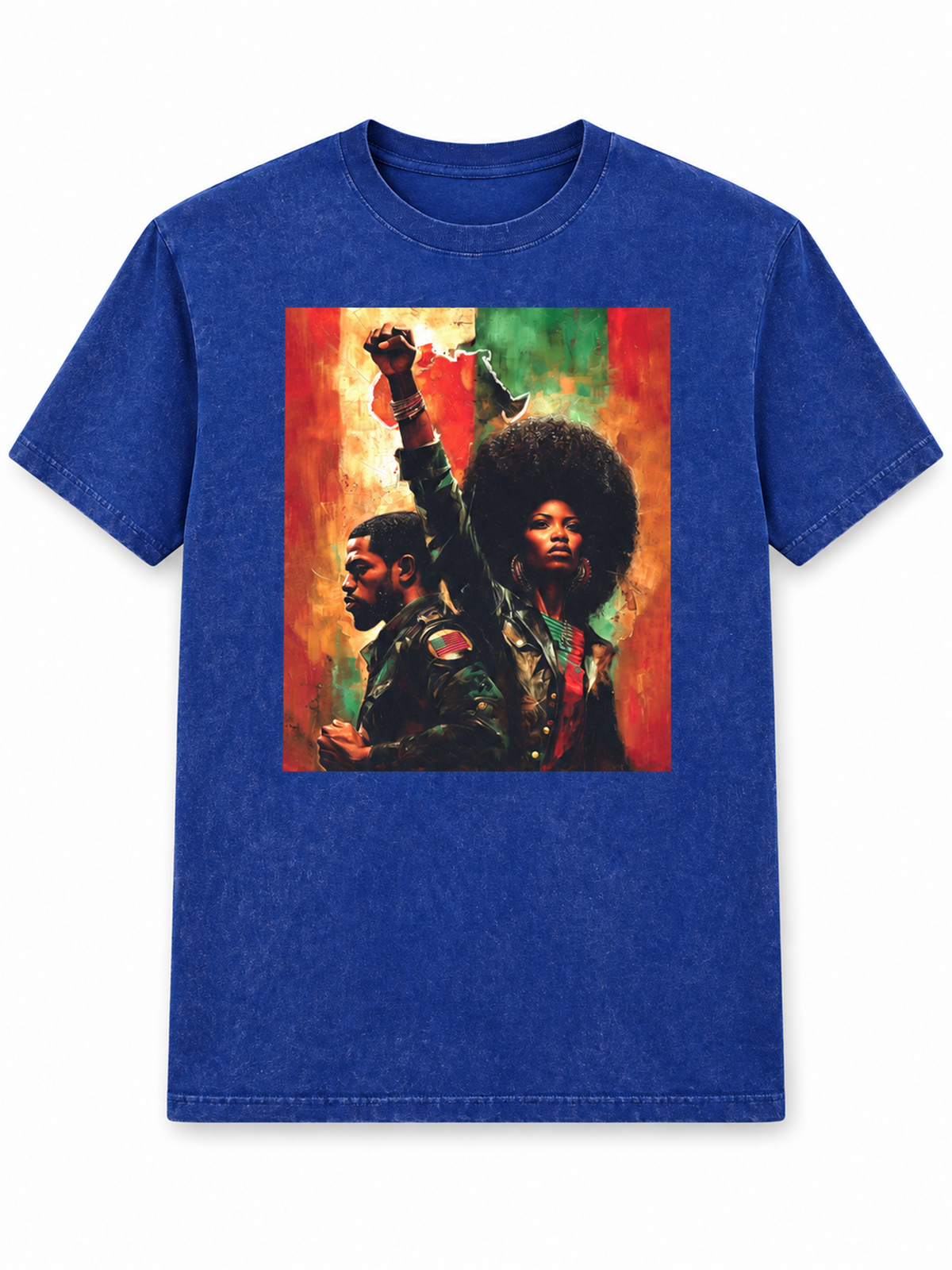 Ace Jolun. Pan-African Power Couple Washed Tee - Washed Blue