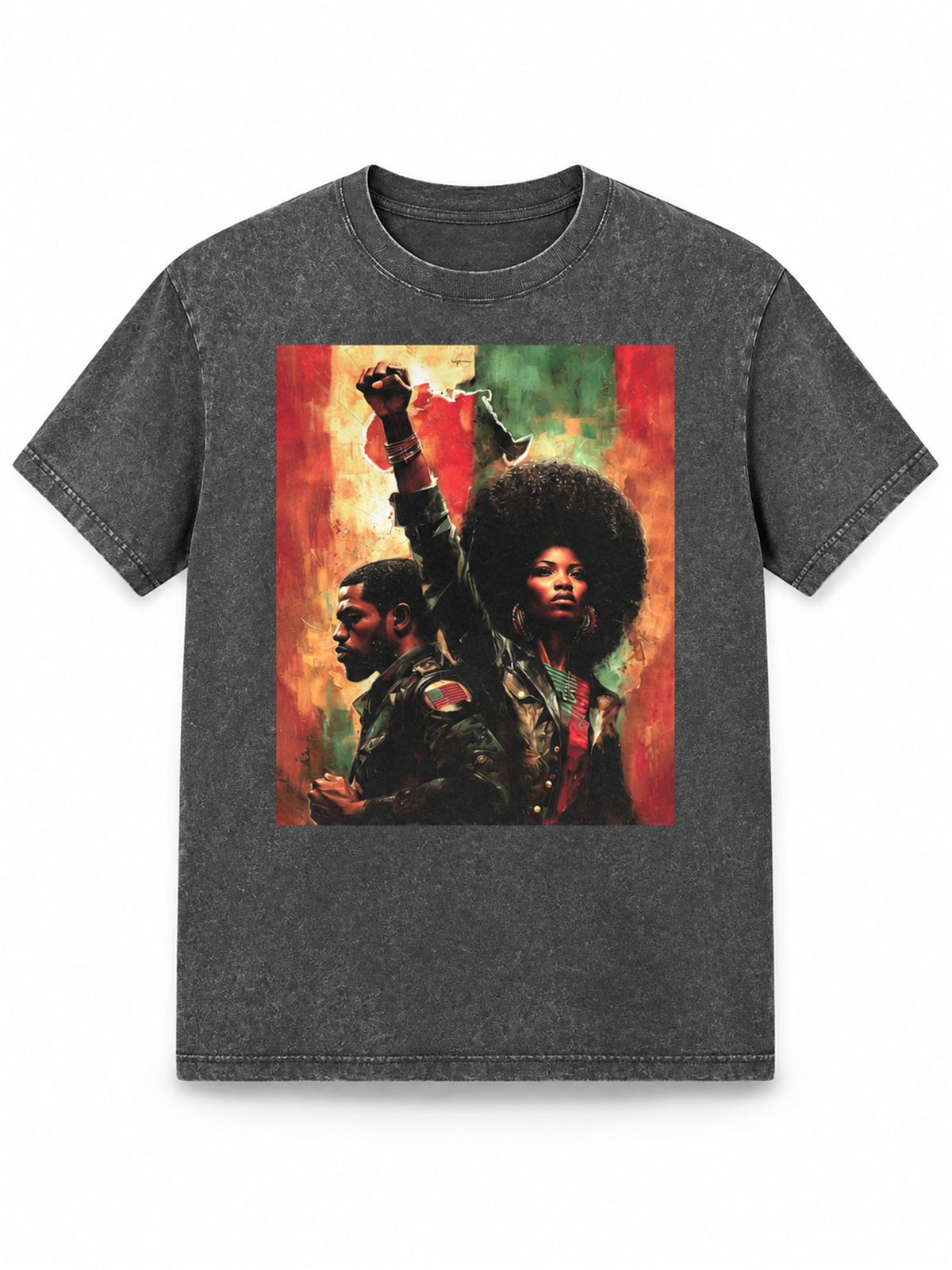 Ace Jolun. Pan-African Power Couple Washed Tee - Washed Charcoal
