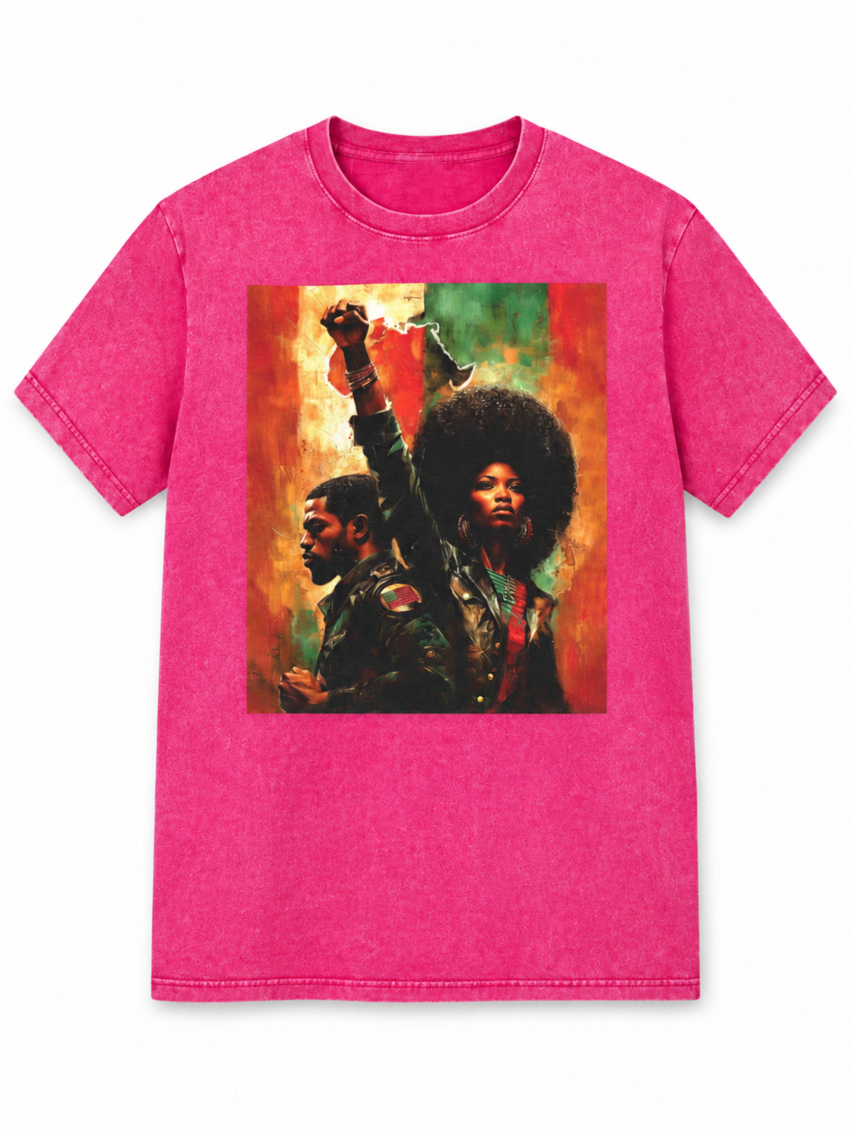 Ace Jolun. Pan-African Power Couple Washed Tee - Washed Hot Pink