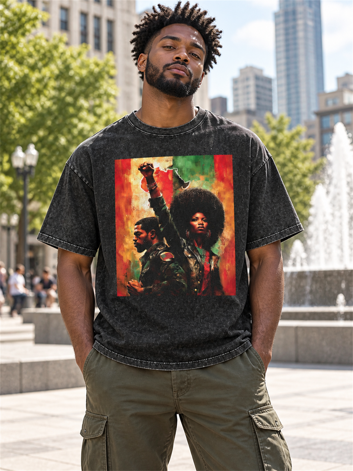 Ace Jolun. Pan-African Power Couple Washed Tee lifestyle look