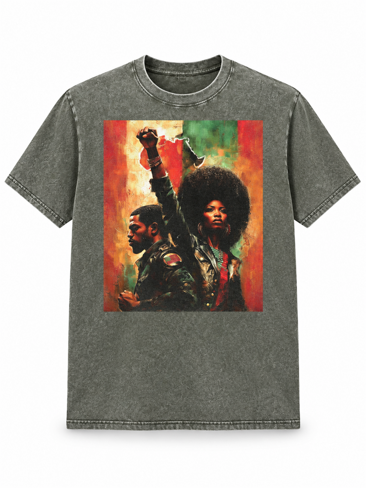 Ace Jolun. Pan-African Power Couple Washed Tee - Washed Olive