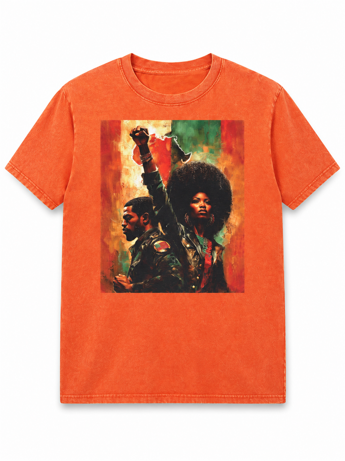 Ace Jolun. Pan-African Power Couple Washed Tee - Washed Orange