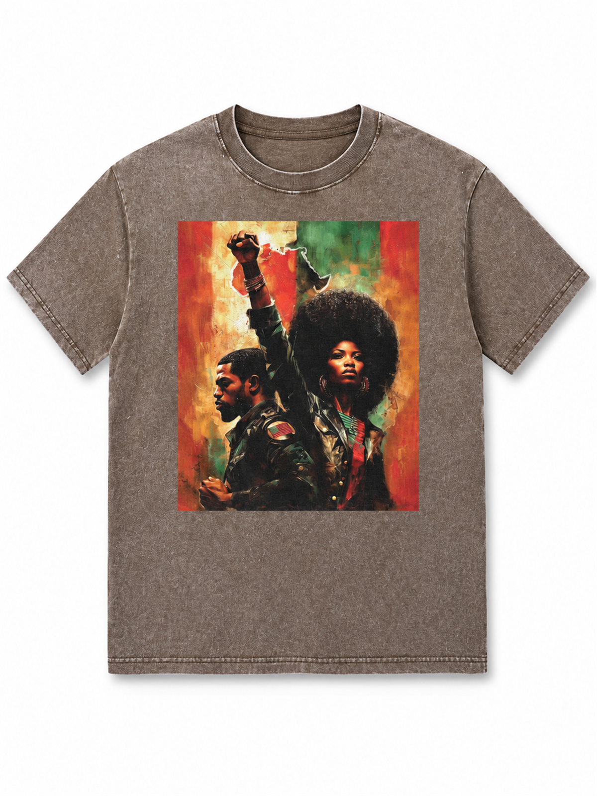 Ace Jolun. Pan-African Power Couple Washed Tee - Washed Taupe