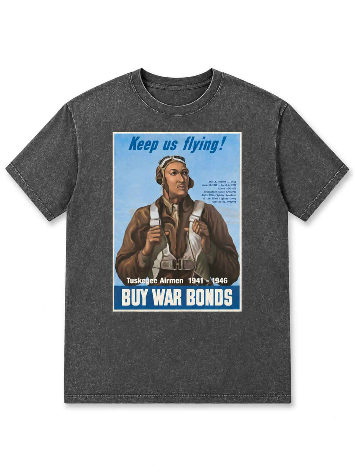 Ace Jolun. Tuskegee Airmen Heritage Washed Tee - Washed Charcoal