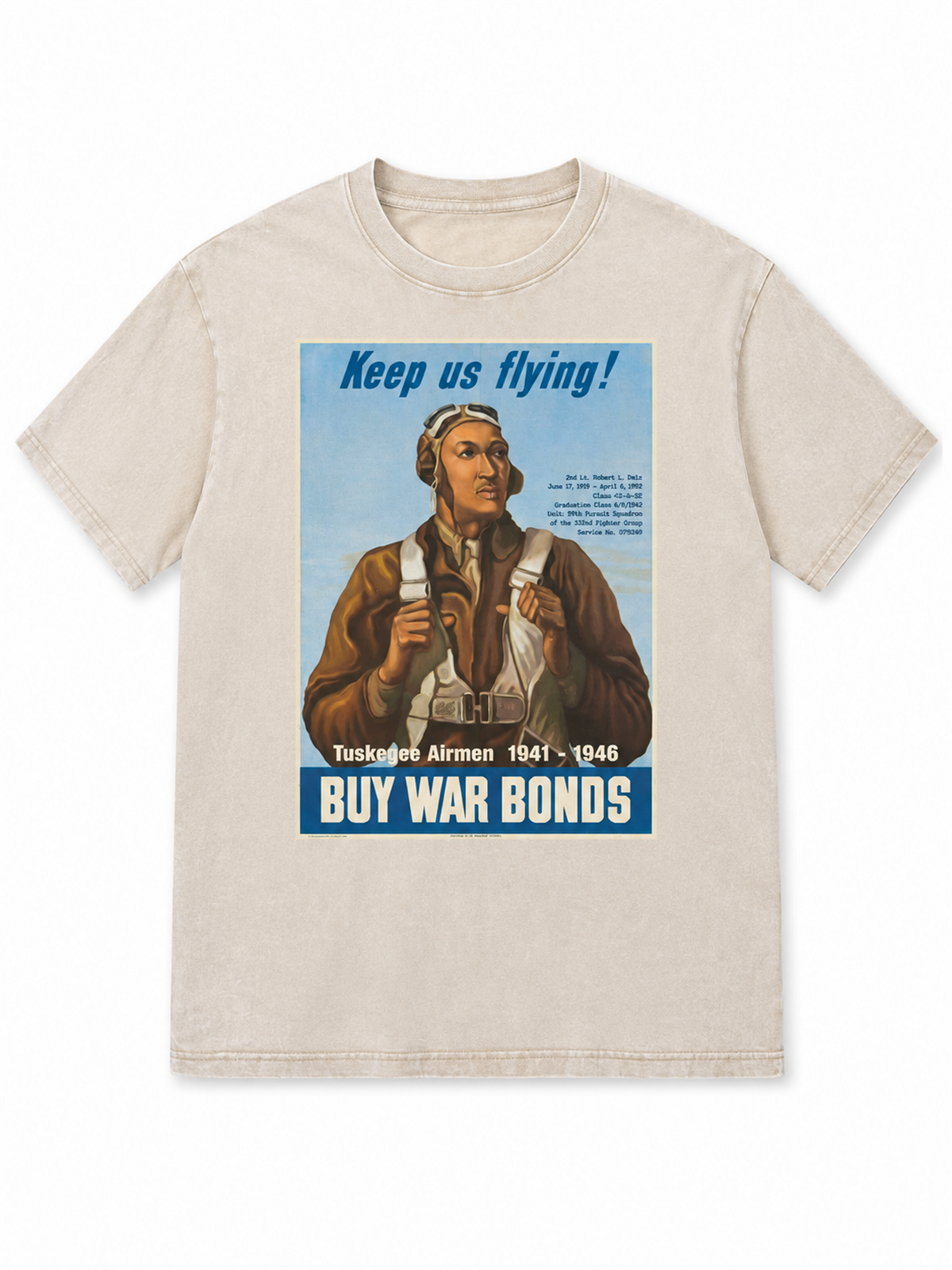 Ace Jolun. Tuskegee Airmen Heritage Washed Tee - Washed Cream