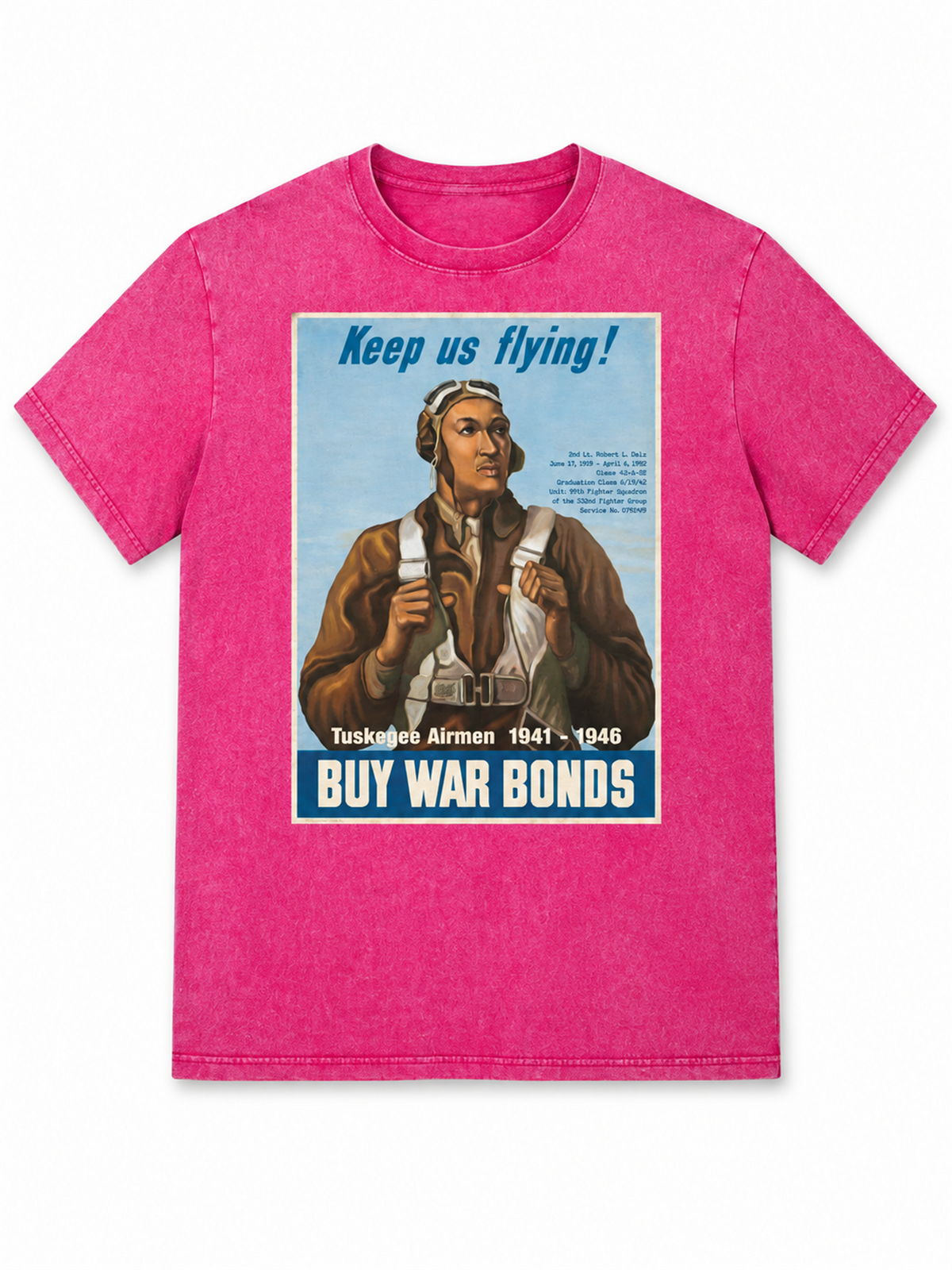 Ace Jolun. Tuskegee Airmen Heritage Washed Tee - Washed Hot Pink