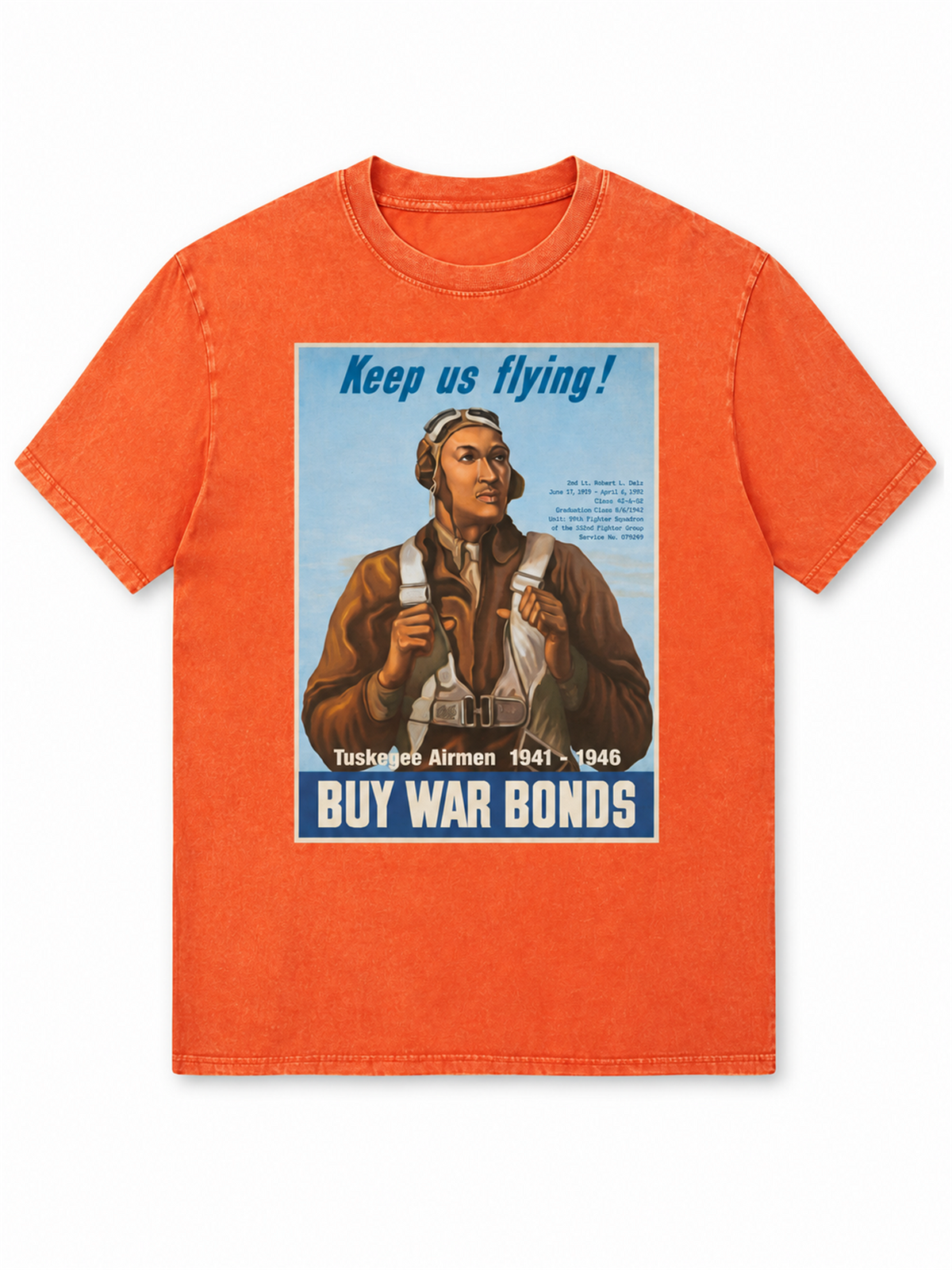 Ace Jolun. Tuskegee Airmen Heritage Washed Tee - Washed Orange