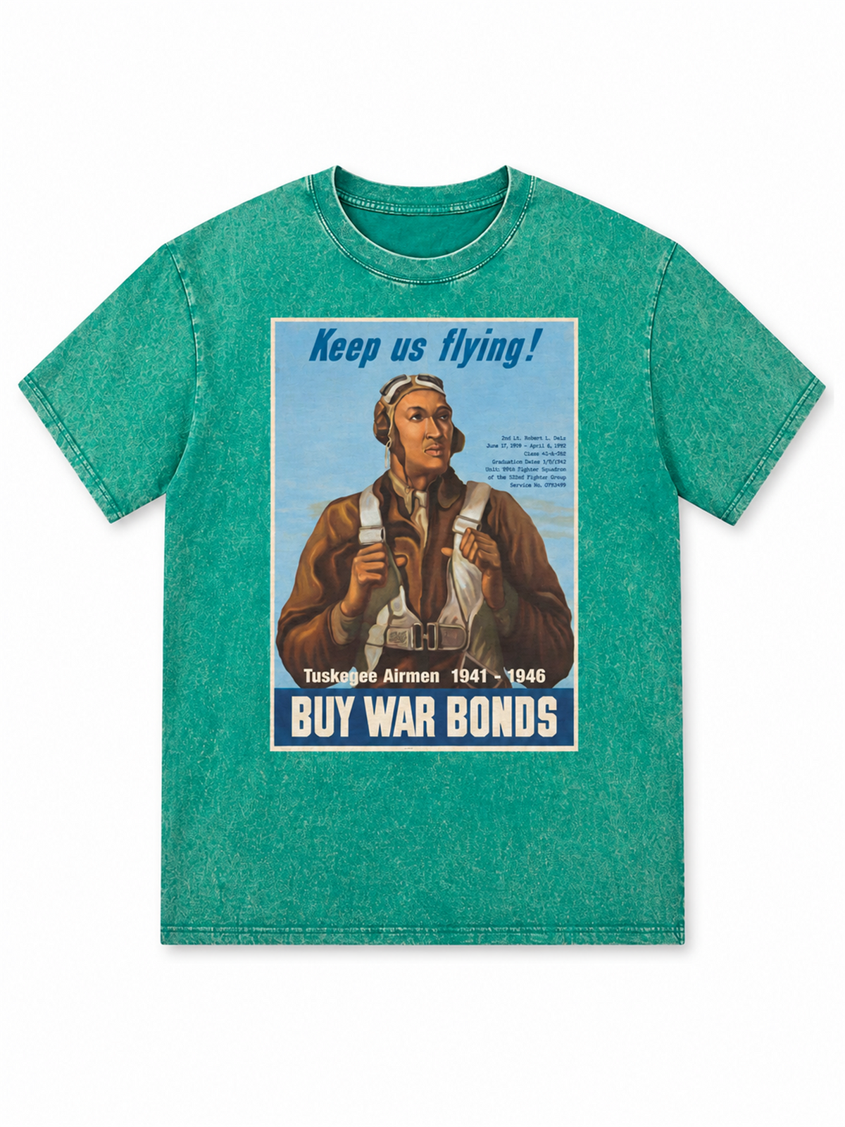 Ace Jolun. Tuskegee Airmen Heritage Washed Tee - Washed Teal