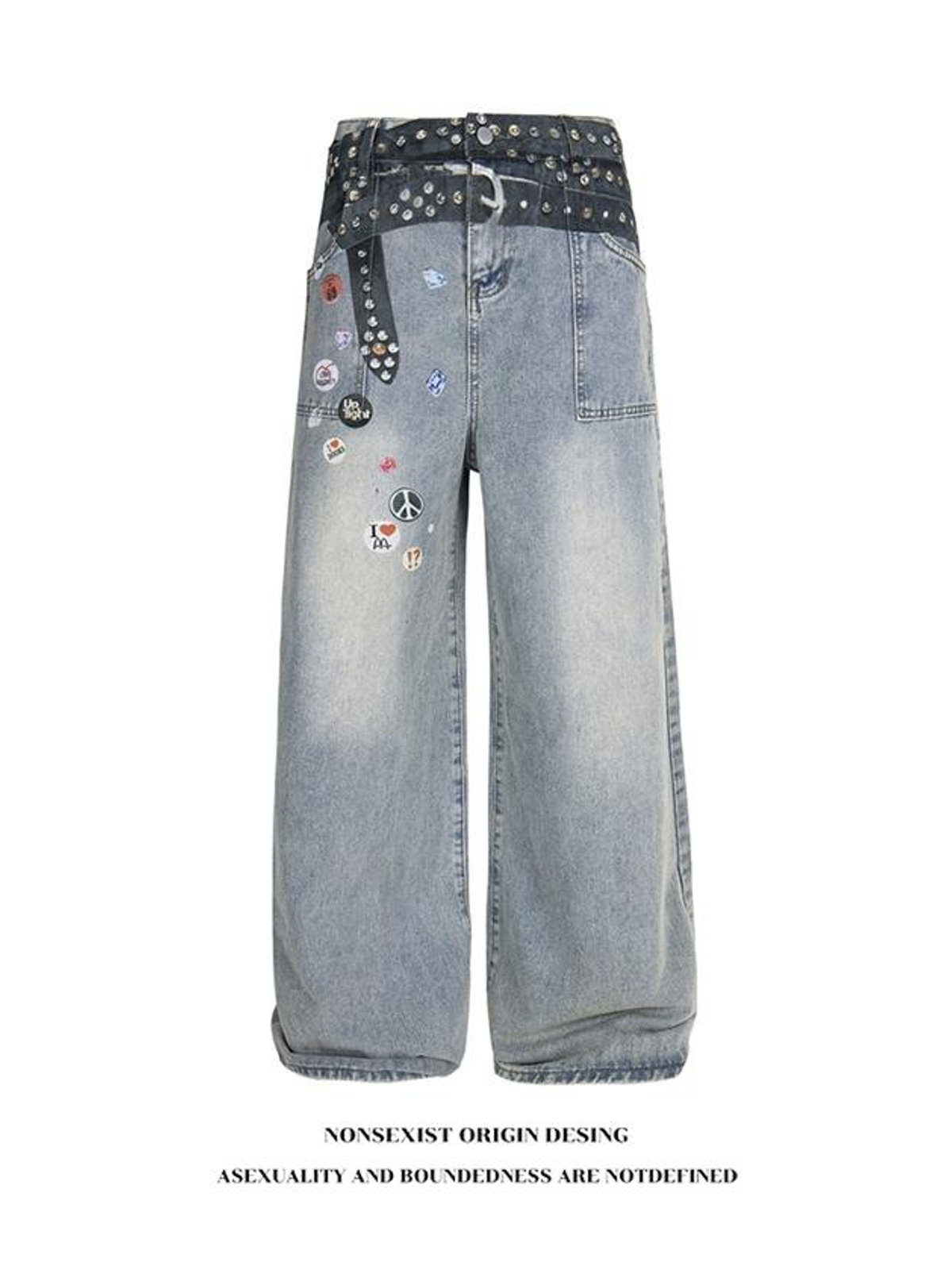 Ace Jolun. Belt-Print Wide-Leg Jeans product image 3