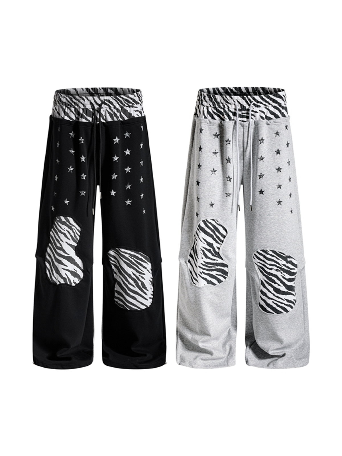 Ace Jolun. Zebra-Panel Double-Waist Sweatpants product image 1