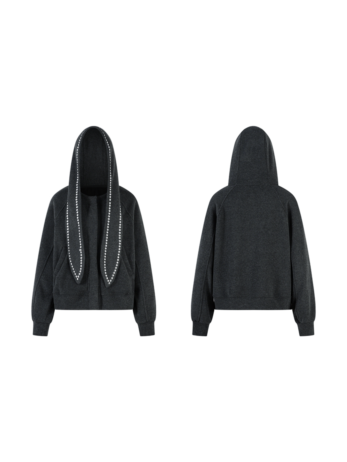 Ace Jolun. Studded Bunny-Ear Cropped Hoodie product image 1