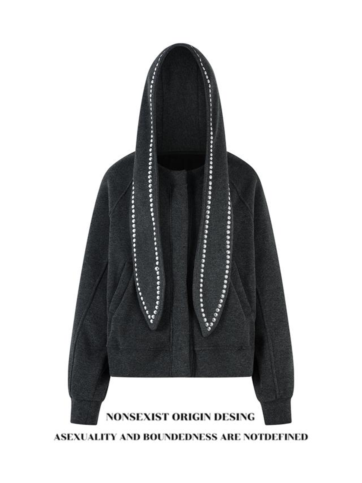 Ace Jolun. Studded Bunny-Ear Cropped Hoodie product image 2