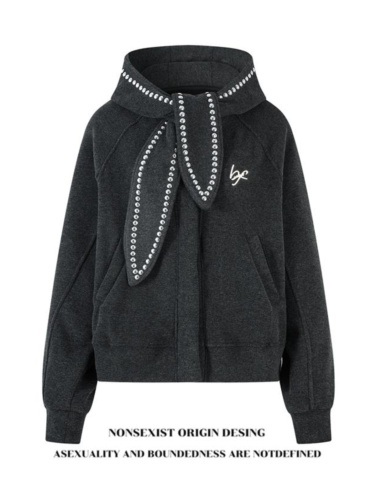 Ace Jolun. Studded Bunny-Ear Cropped Hoodie product image 3