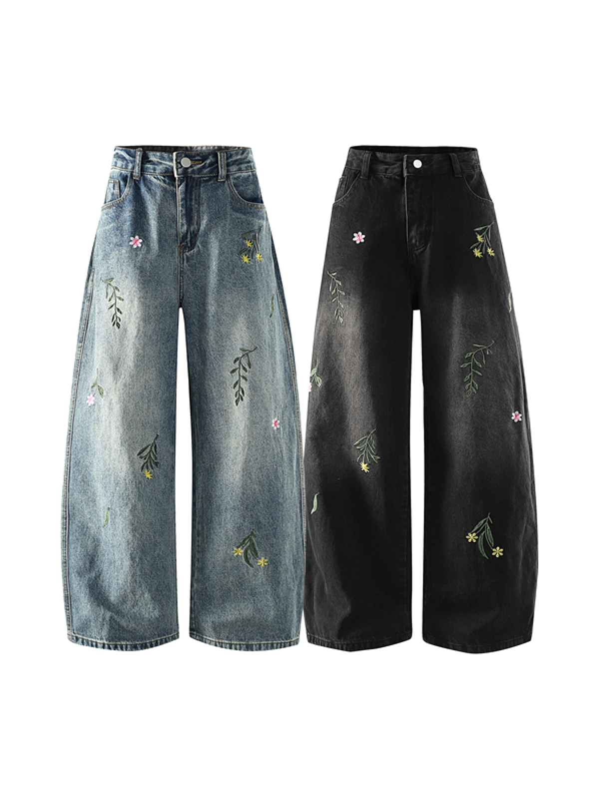 Ace Jolun. Floral Embroidered Wide-Leg Jeans product image 1