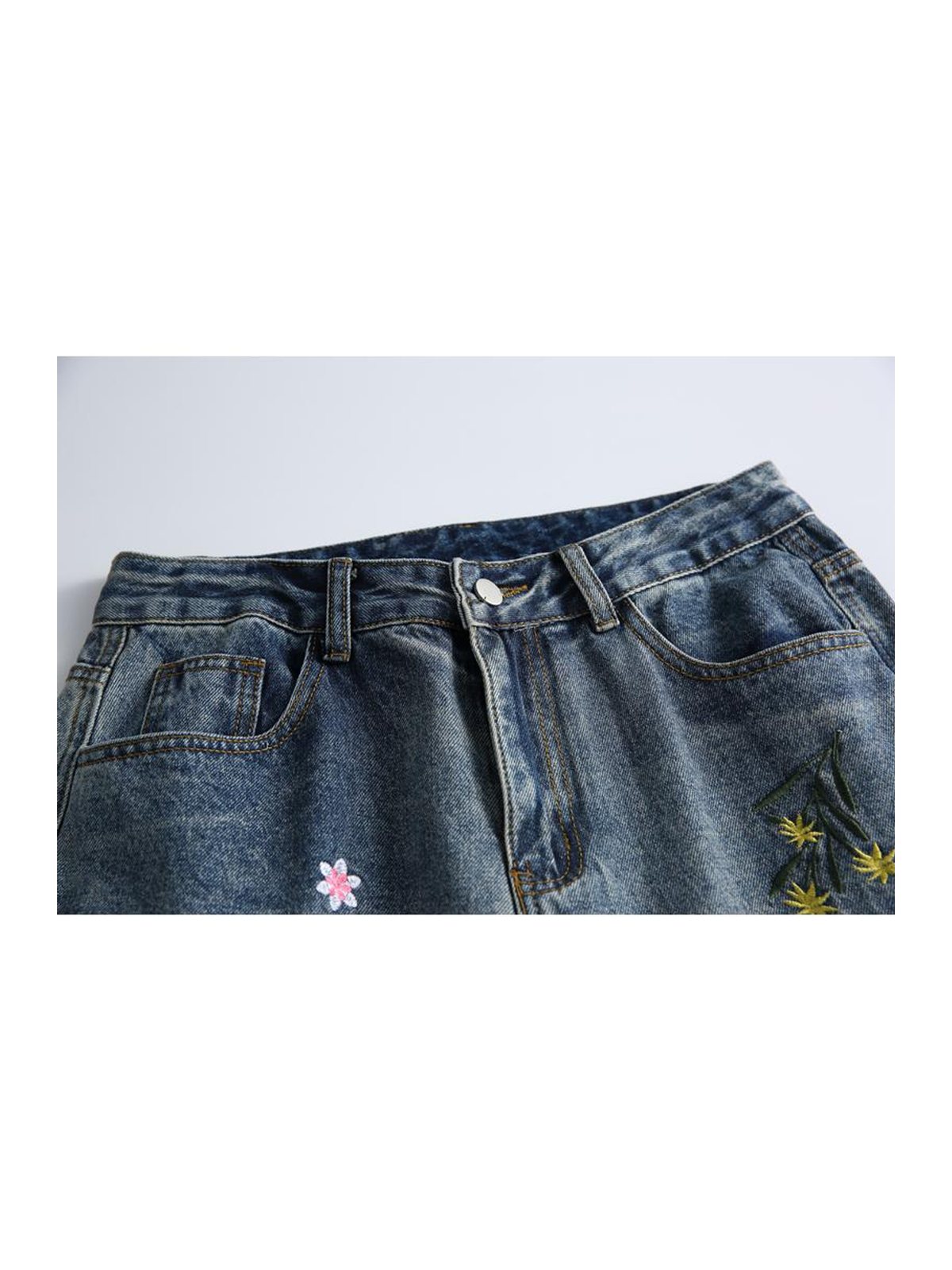 Ace Jolun. Floral Embroidered Wide-Leg Jeans product image 5