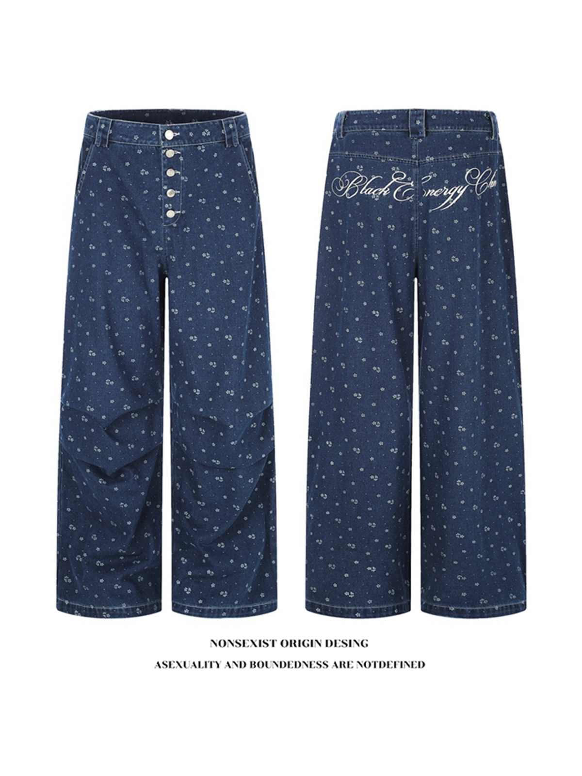 Ace Jolun. Hip-Hop Wide-Leg Washed Jeans product image 1