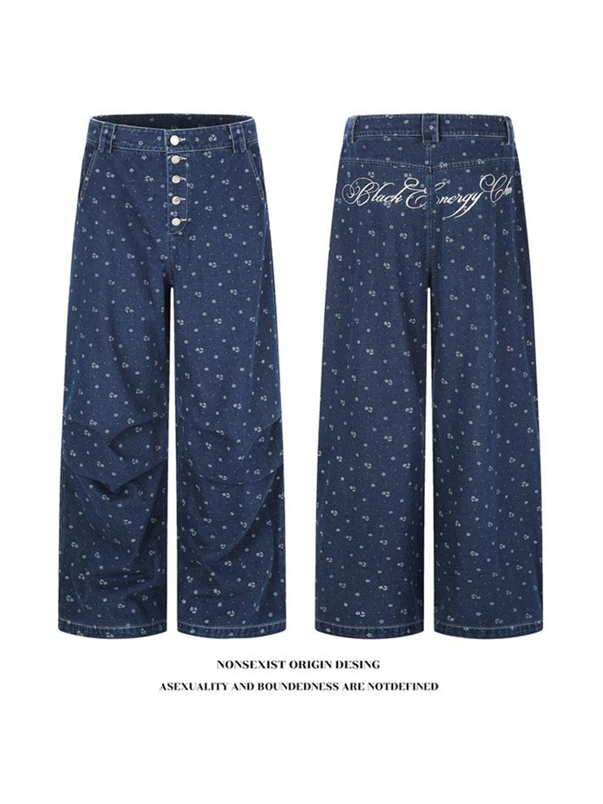 Ace Jolun. Hip-Hop Wide-Leg Washed Jeans product image 3