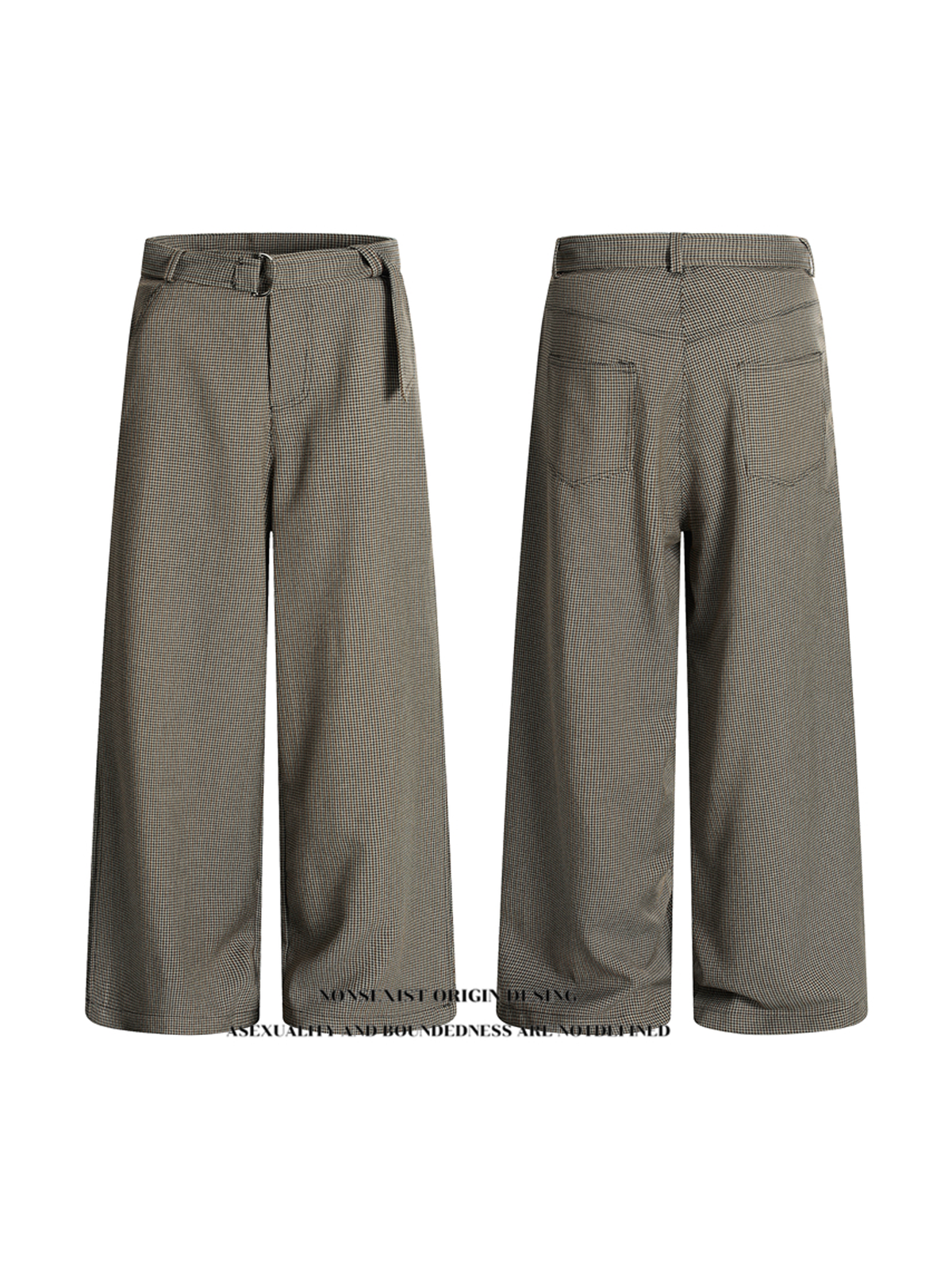 Ace Jolun. Houndstooth-Belt Wide-Leg Trousers product image 1