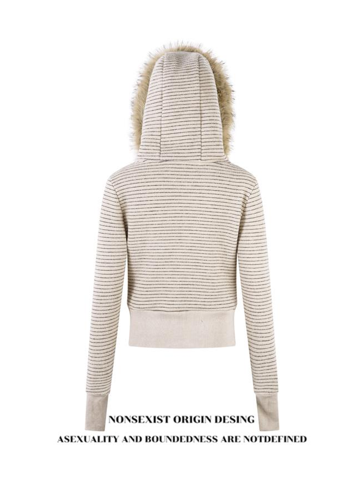 Ace Jolun. Striped Detachable-Fur Hooded Jacket product image 2