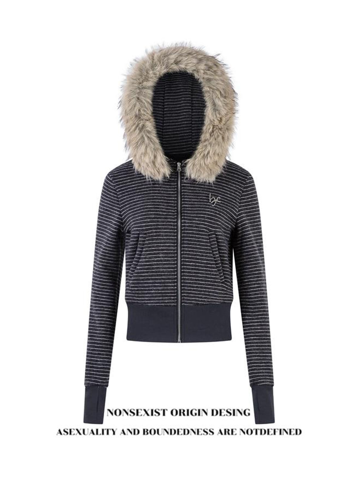 Ace Jolun. Striped Detachable-Fur Hooded Jacket product image 3