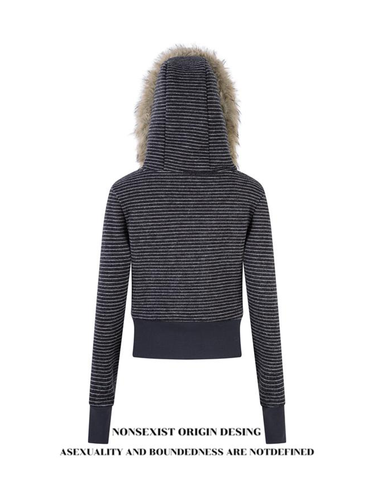 Ace Jolun. Striped Detachable-Fur Hooded Jacket product image 4