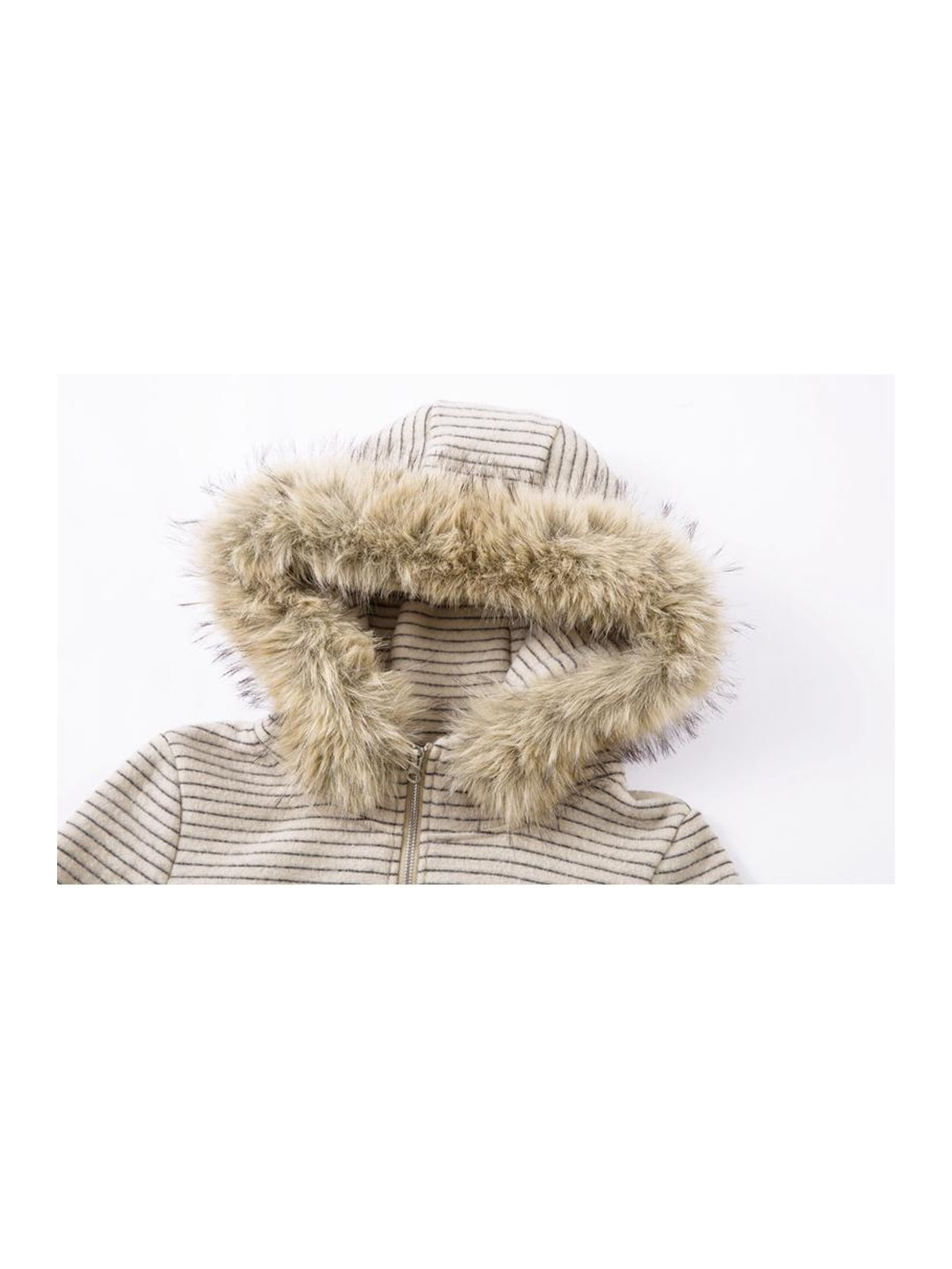 Ace Jolun. Striped Detachable-Fur Hooded Jacket product image 5