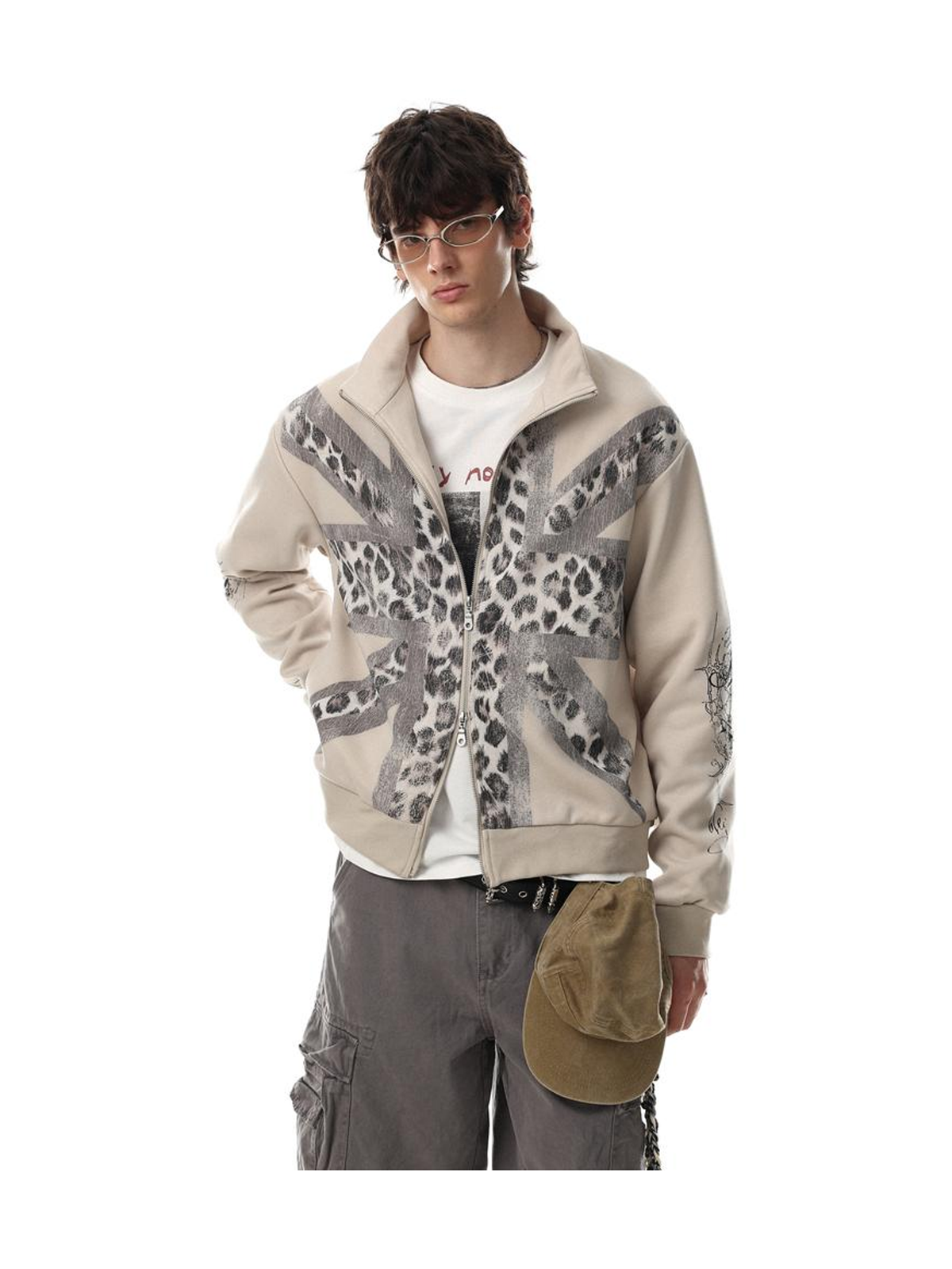 Ace Jolun. Leopard Stand-Collar Zip Sweatshirt product image 5