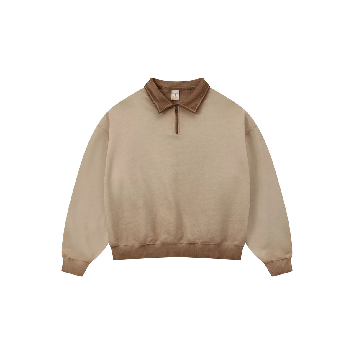 Ace Jolun Washed Contrast-Collar Half-Zip Sweatshirt product view 1
