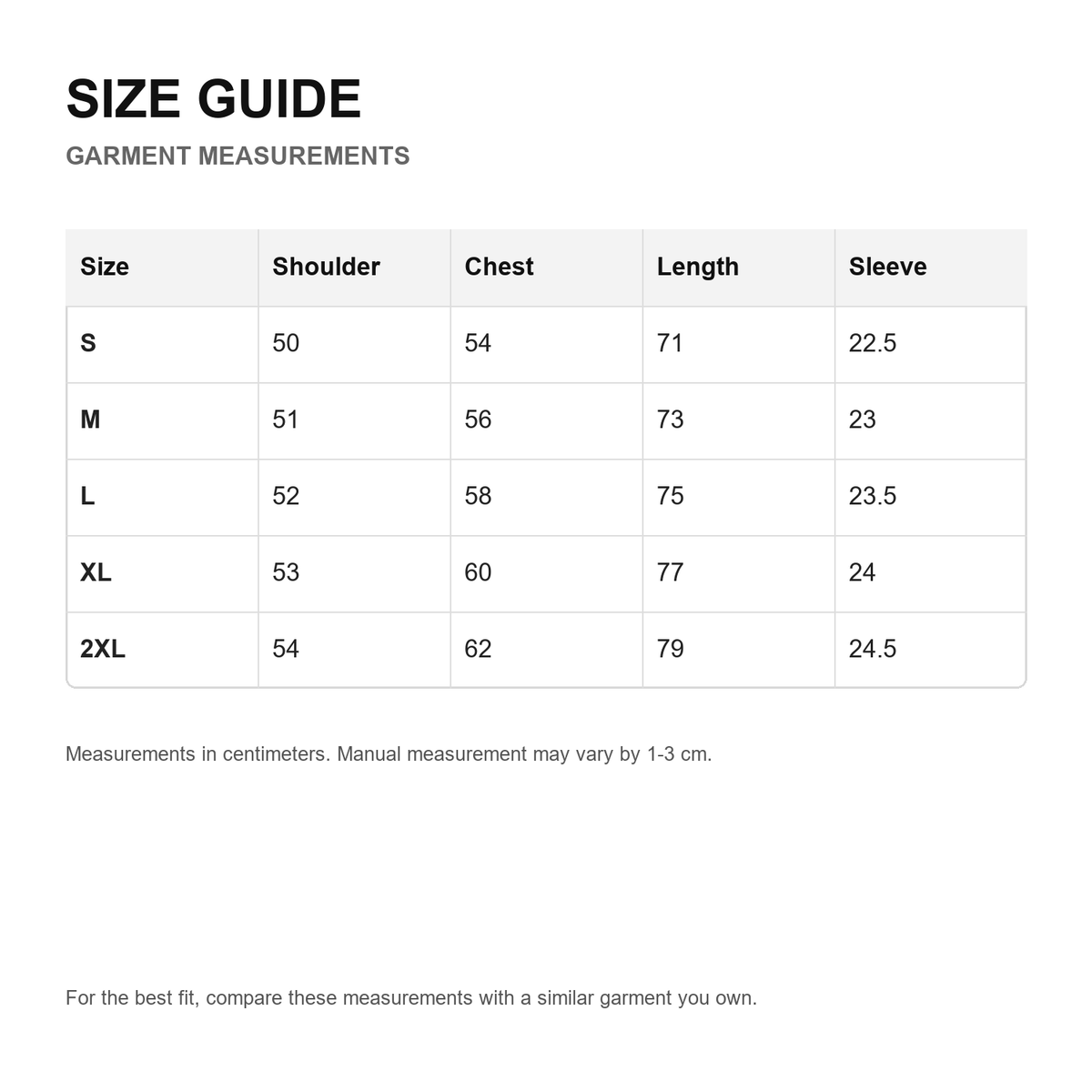 Ace Jolun Premium Heavyweight Plain T-Shirt size guide