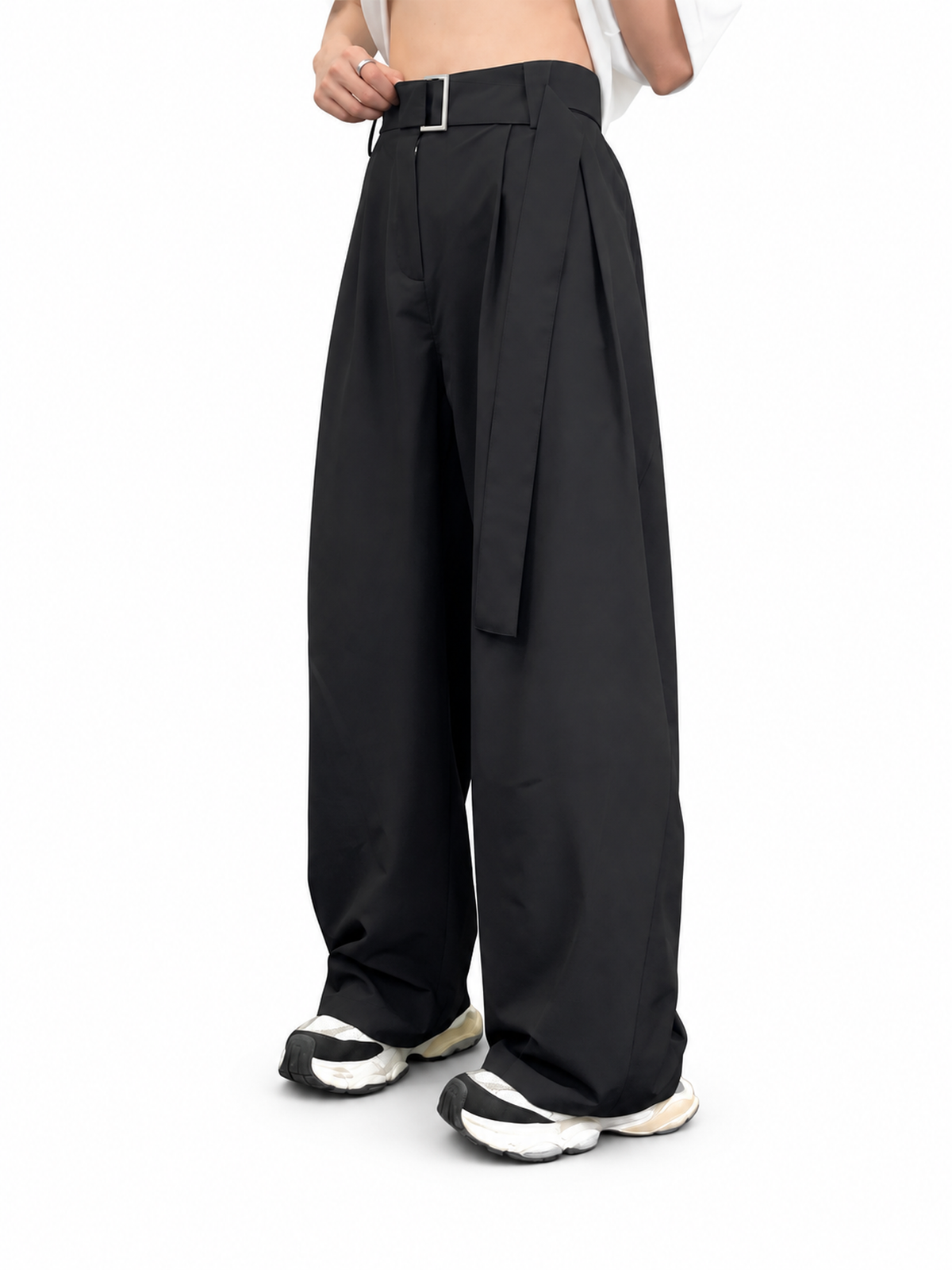 Relaxed Curved-Leg Wide-Leg Trousers product image 1