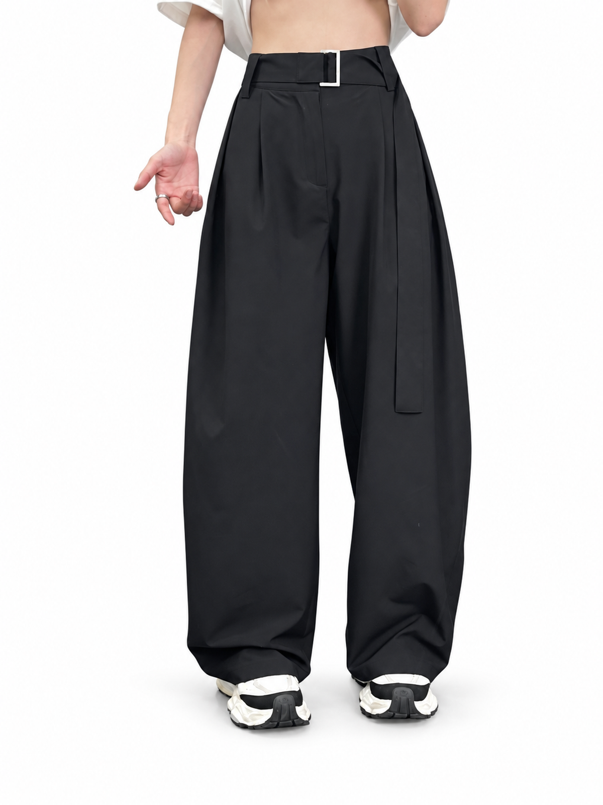 Relaxed Curved-Leg Wide-Leg Trousers product image 2