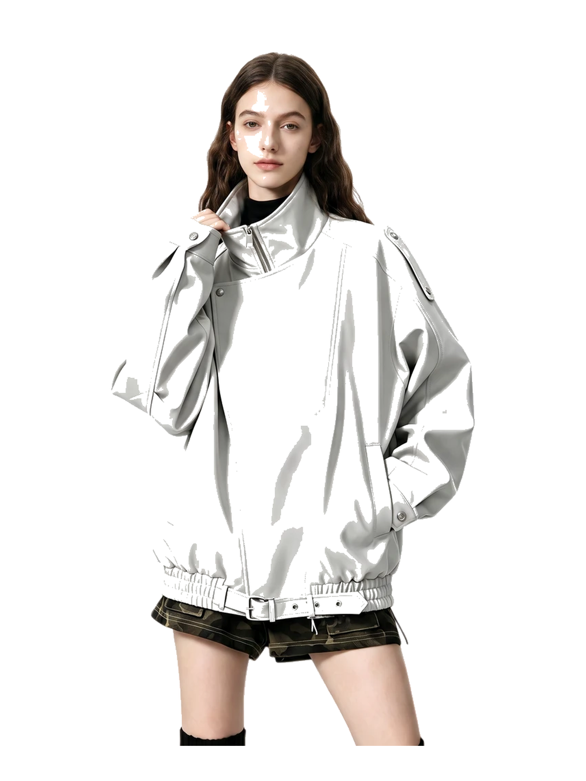 Oversized Faux-Leather Moto Jacket product image 5