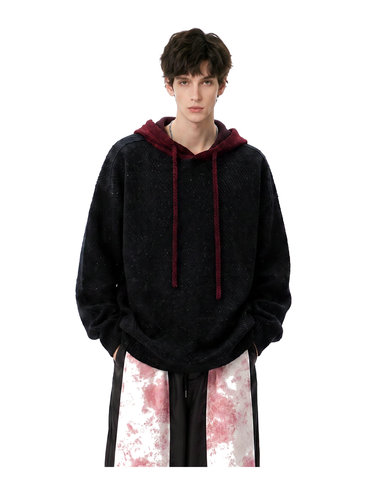 Textured Contrast-Trim Oversized Hoodie product image 4