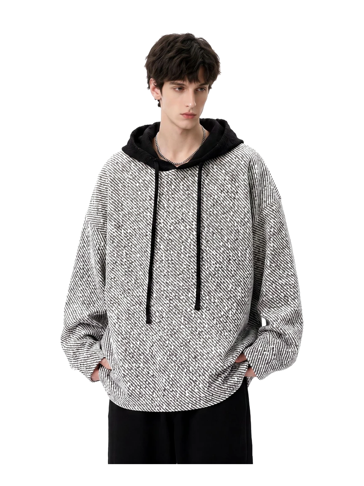 Textured Contrast-Trim Oversized Hoodie product image 5