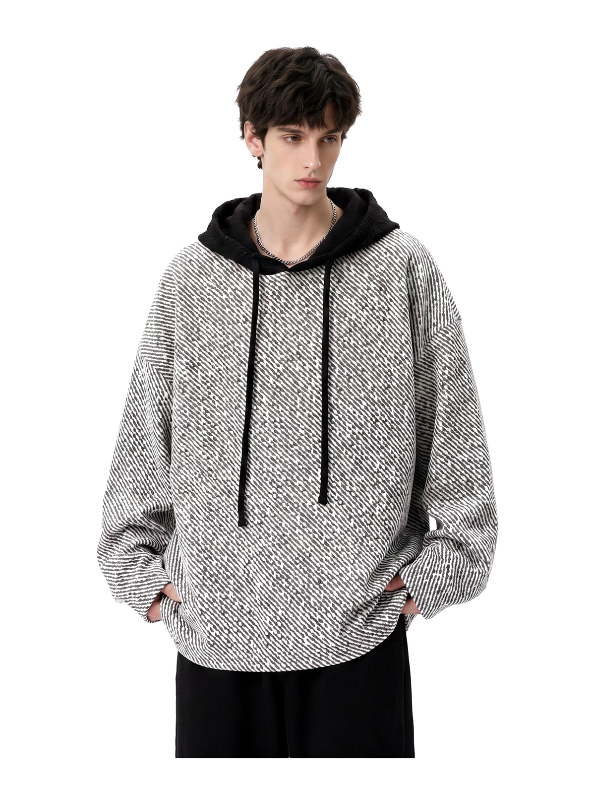 Textured Contrast-Trim Oversized Hoodie product image 6