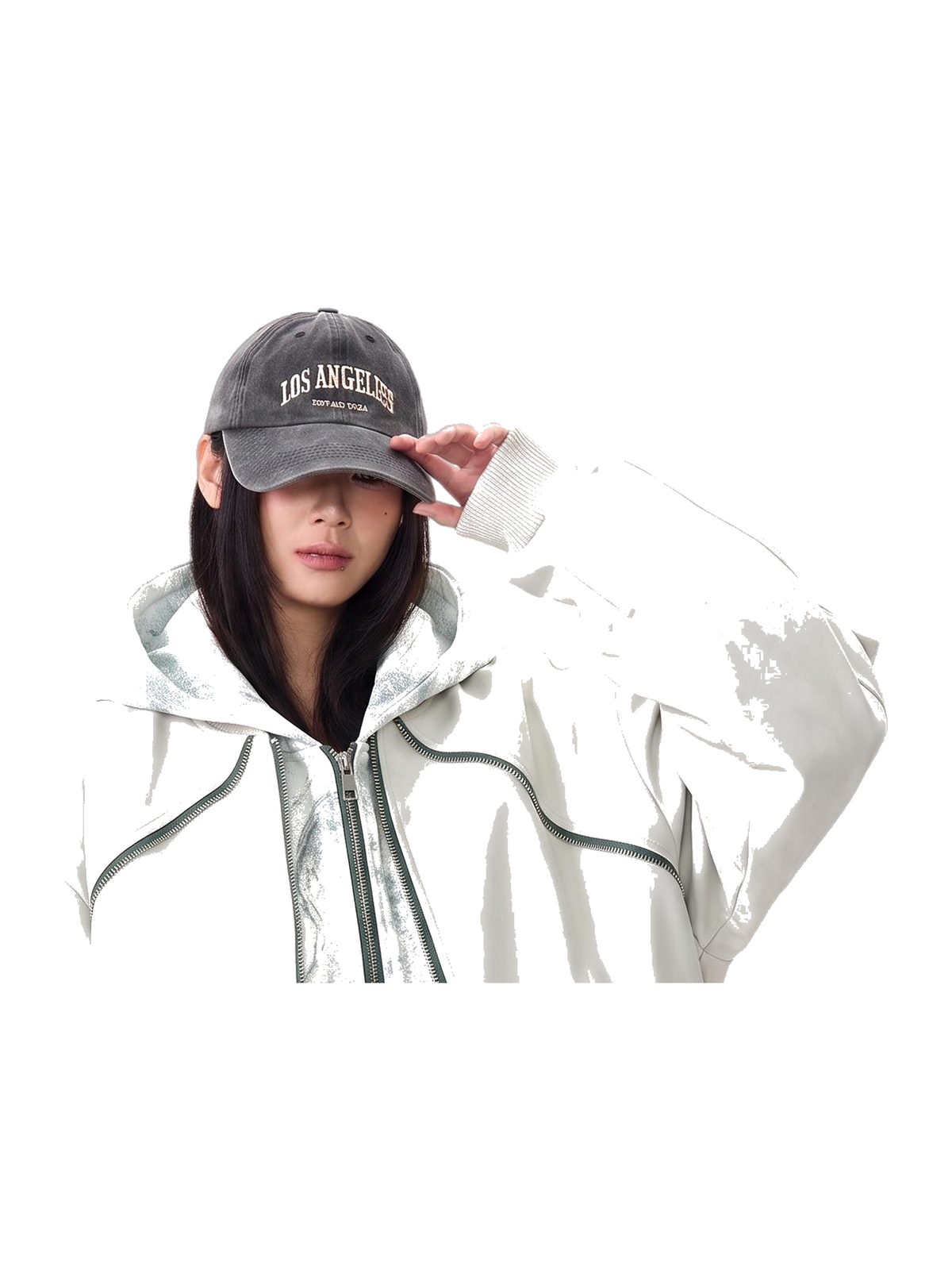 Layered-Hood Faux-Leather Bomber Jacket product image 6