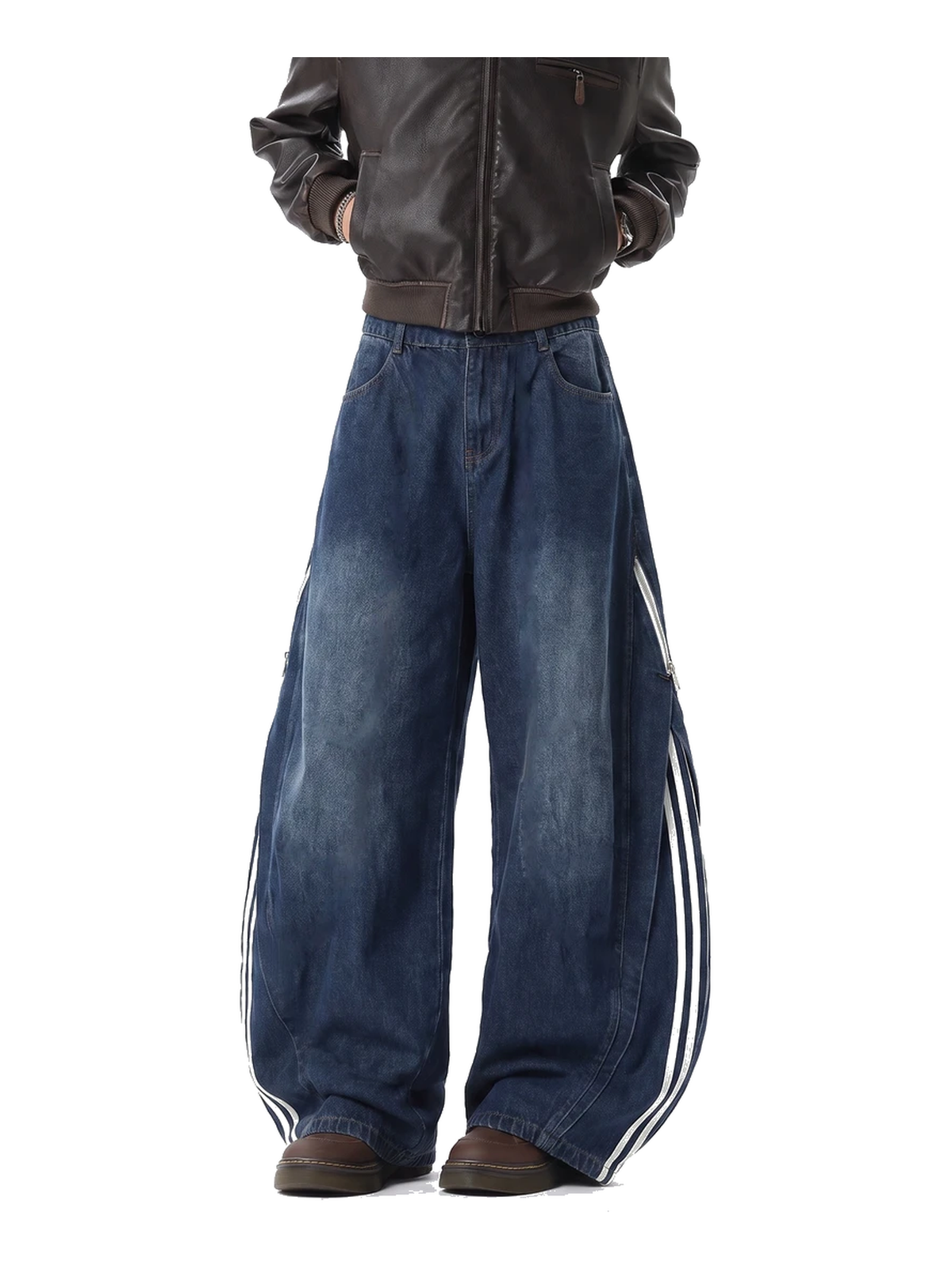 Contrast-Stripe Curved-Leg Jeans product image 2
