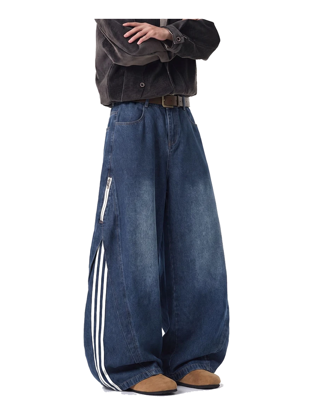Contrast-Stripe Curved-Leg Jeans product image 3
