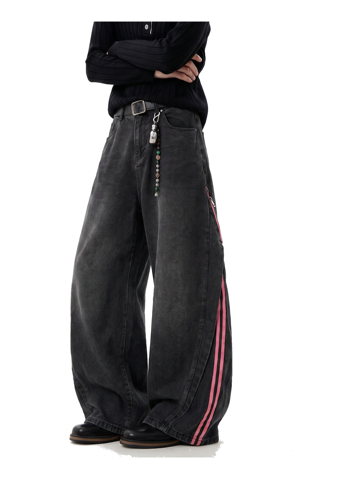 Contrast-Stripe Curved-Leg Jeans product image 4