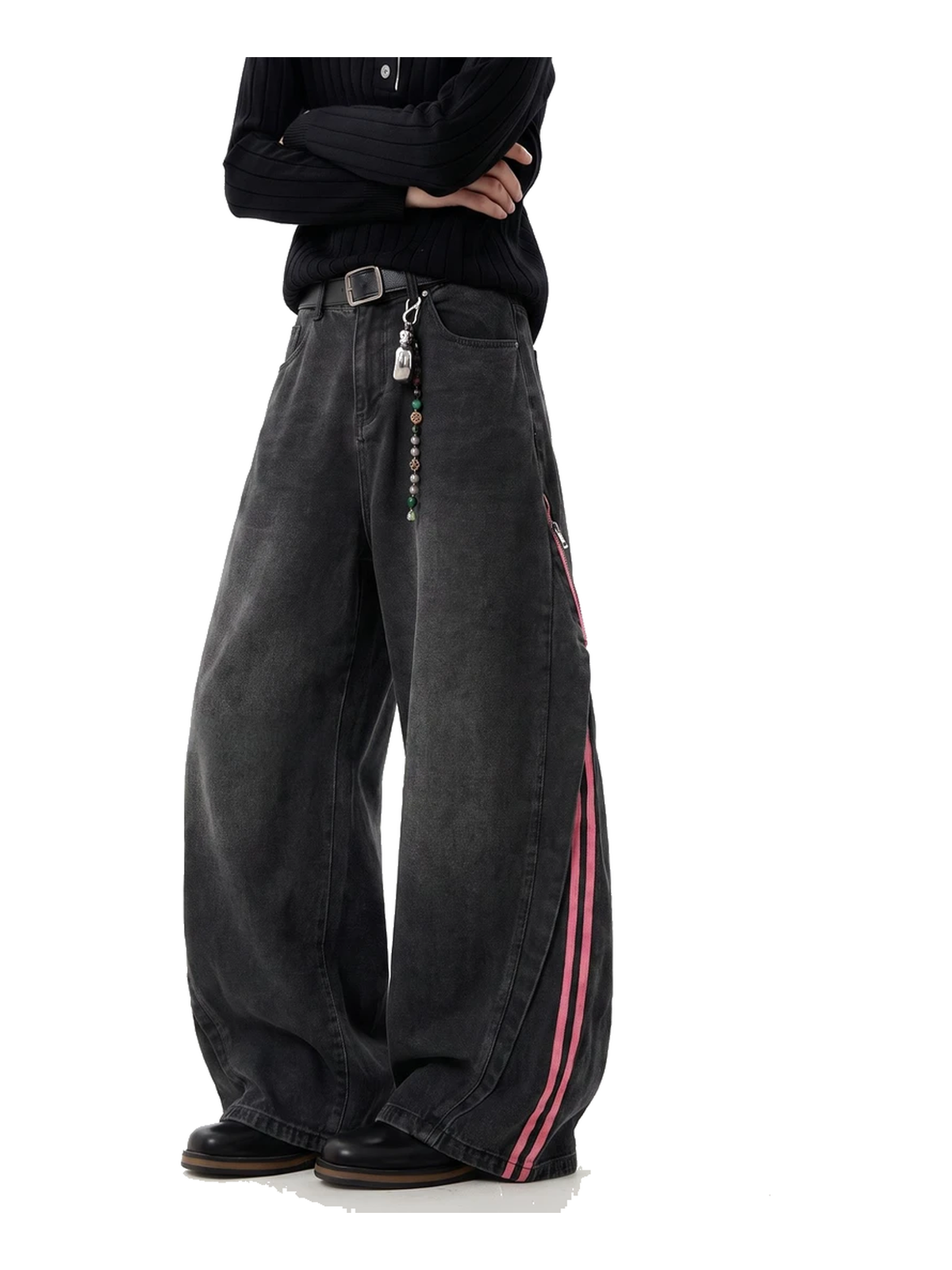 Contrast-Stripe Curved-Leg Jeans product image 6