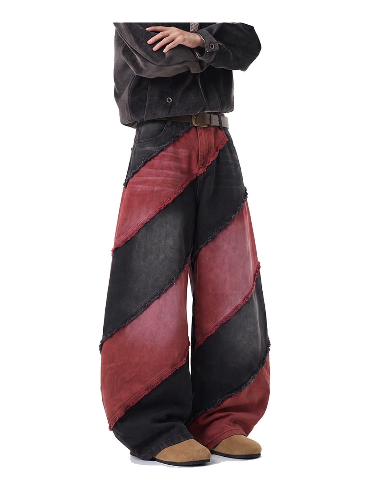 Frayed Patchwork Curved-Leg Jeans product image 2